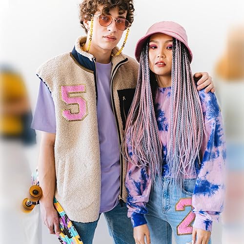 Miniatura 6 de ZESION 3 letras de felpilla blancas, parches de letras termo-adhesivas de 4.5 pulgadas, parches de letras deportivas de felpilla para ropa, T