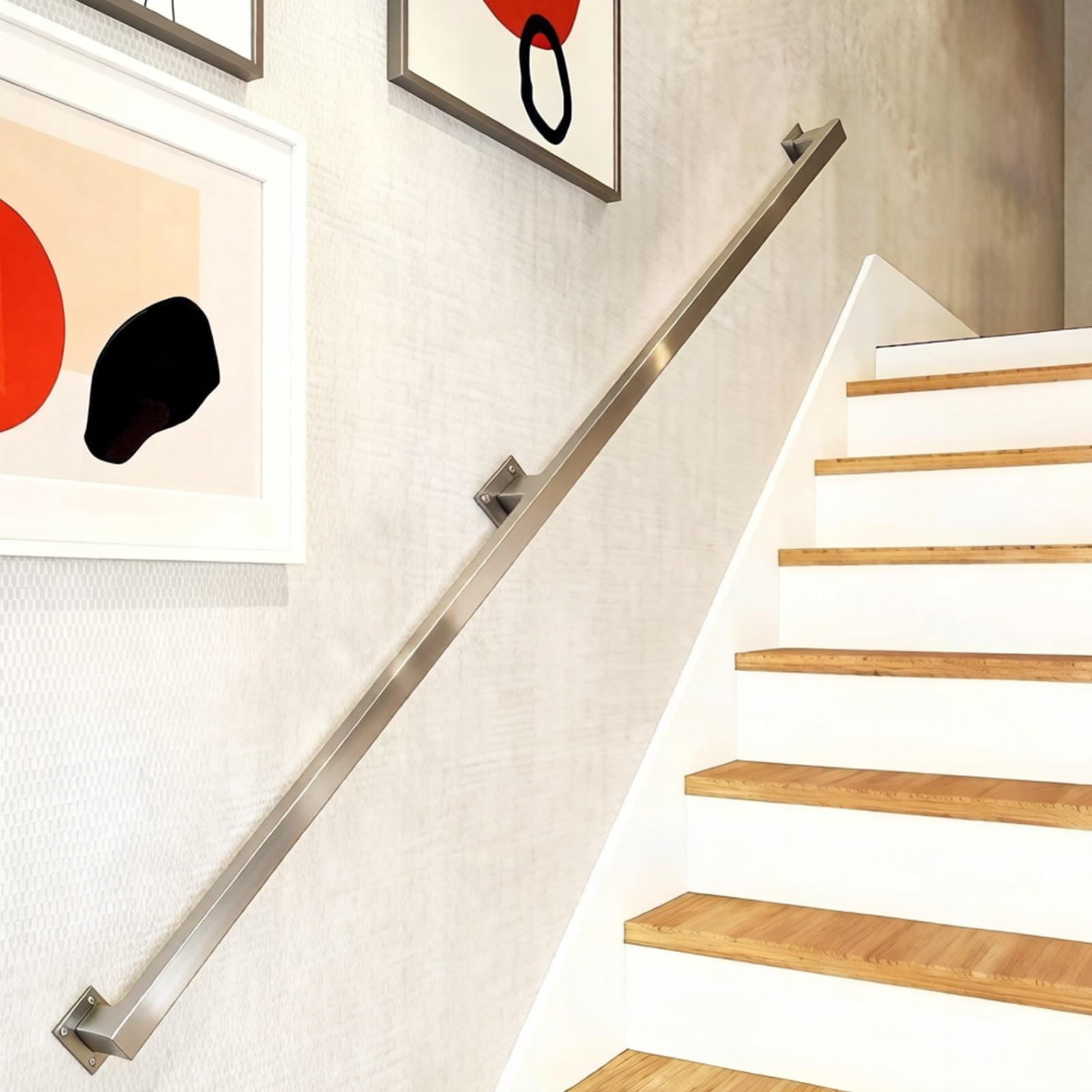Liyadolaam Women's One Color Stainless Steel Banister Grab Rail, Wall Mount Handrail Stair Staircase, Banisters Railing For Indoors And Outdoors, Railings With Installation Kit(18Ft/540Cm)