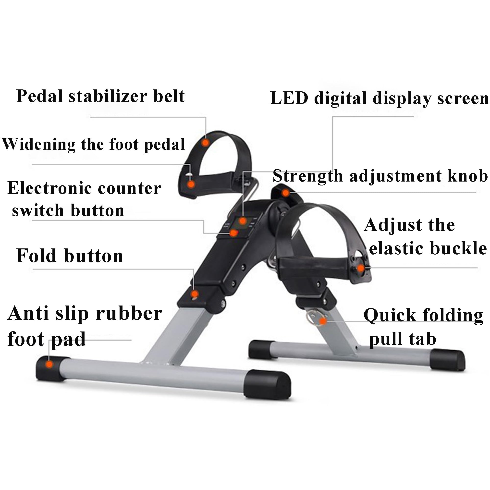 Mini Klappbar Bike, Pedaltrainer Mini-Heimtrainer Fahrrad, Minifahrrad Bewegungstrainer Fitnessgerät für Zuhause Büro, Heimtrainer Fitnessgerät mit Einstellbarer Widerstand, Pedal-Ausbilder