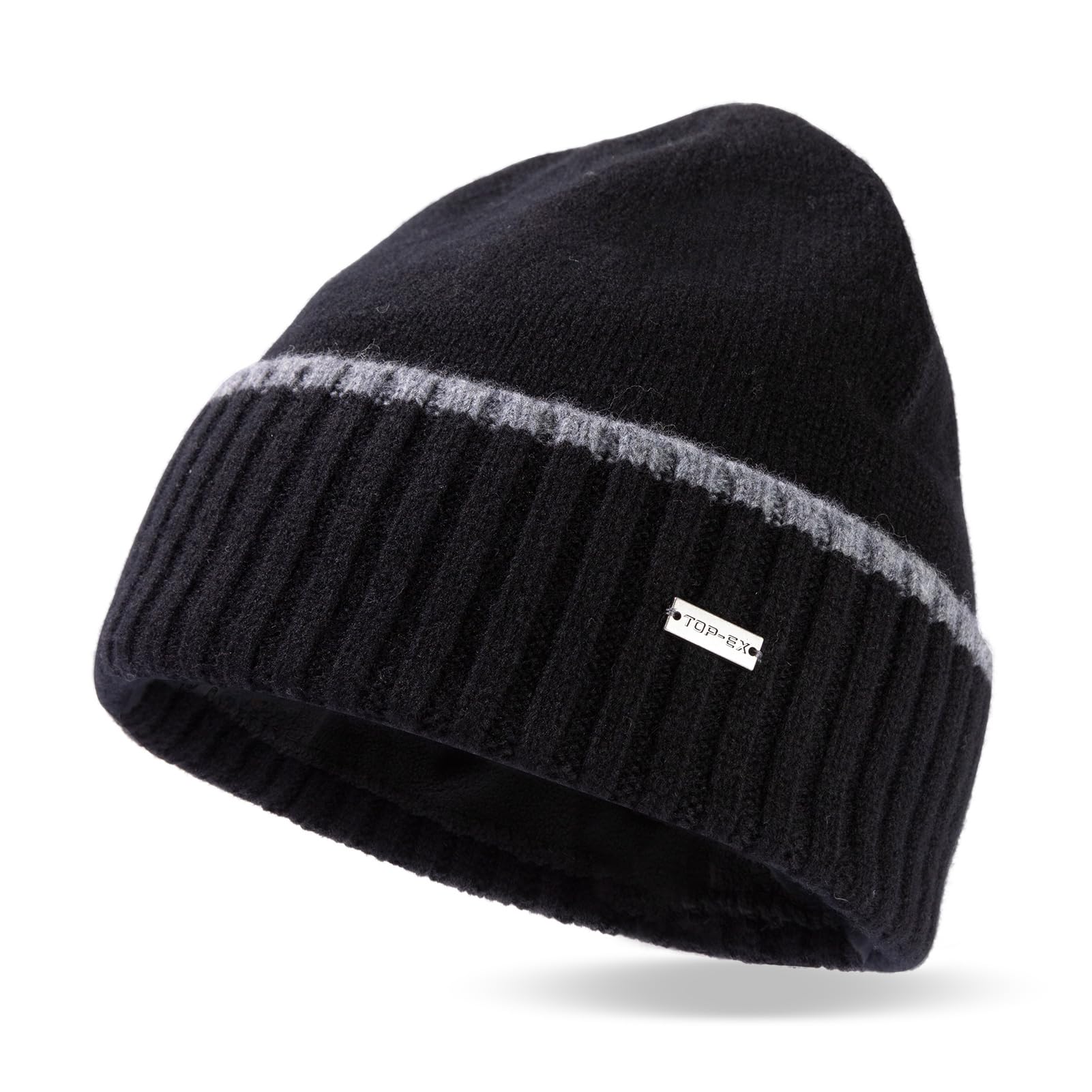 TOP-EX XL/XXL 50%-100% Merinowolle Beanies Mützen Herren Fleece gefüttert Strickmütze Warme Wintermützen Bündchen Beanie