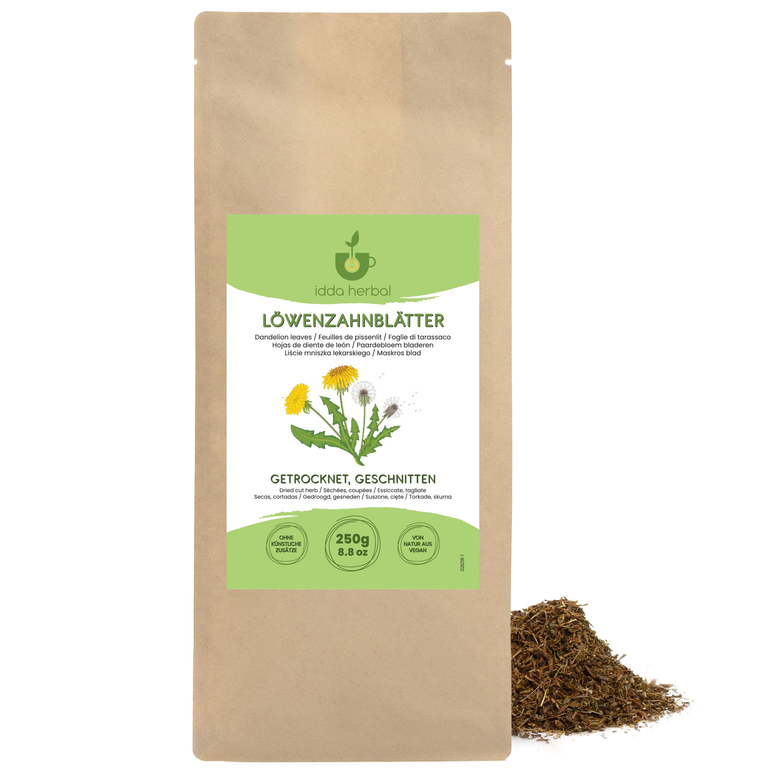 IDDA Herbal Herbata z Mniszka Lekarskiego 250g, Suszone i Cięte Liście Mniszka, Herbata Liściasta