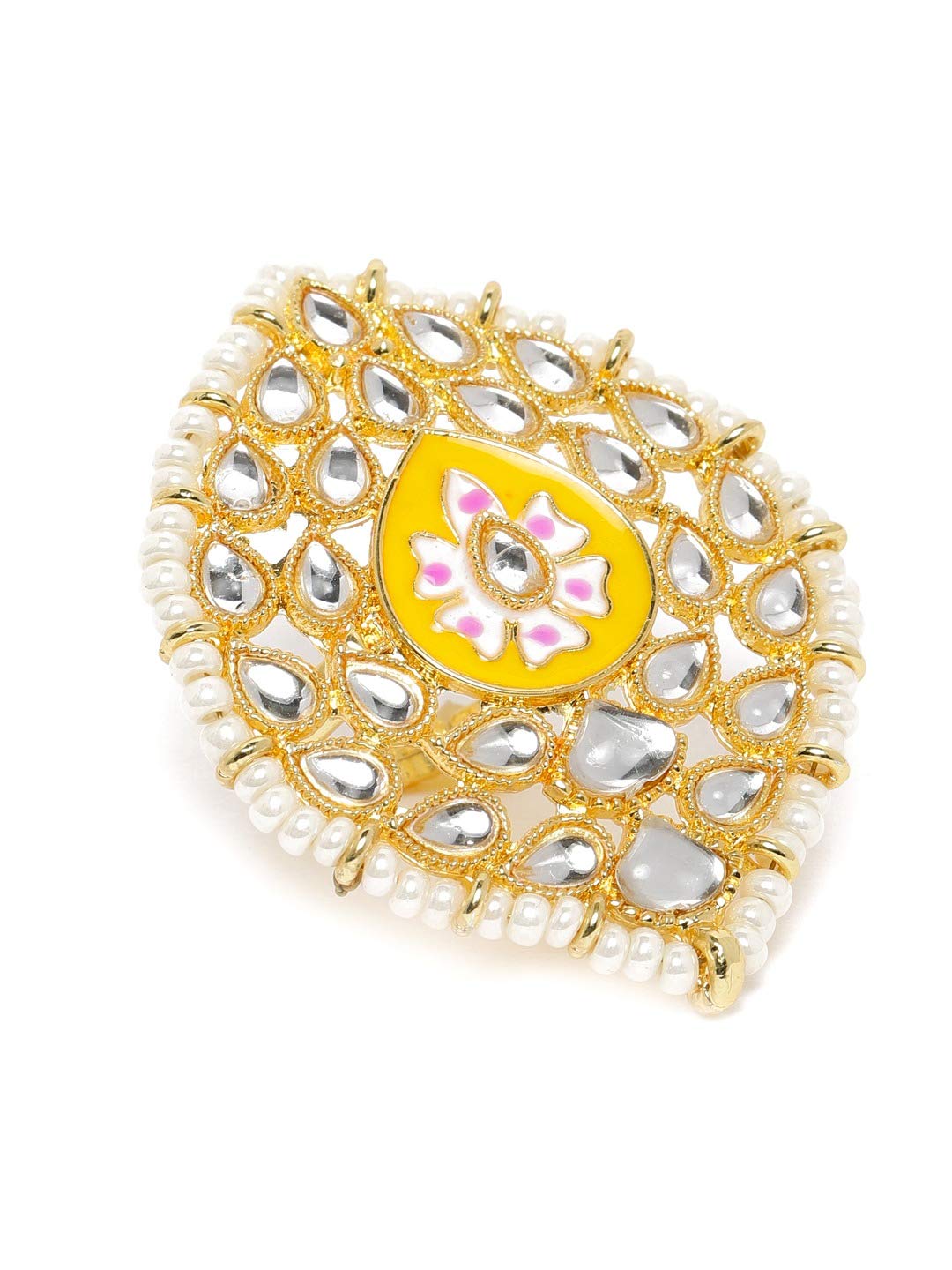 ZAVERI PEARLS Enamelling Yellow Pearls Traditional Adjustable Finger Ring For Women-ZPFK9921 (B08PP4QKQ1) Amazon Price History, Amazon Price Tracker