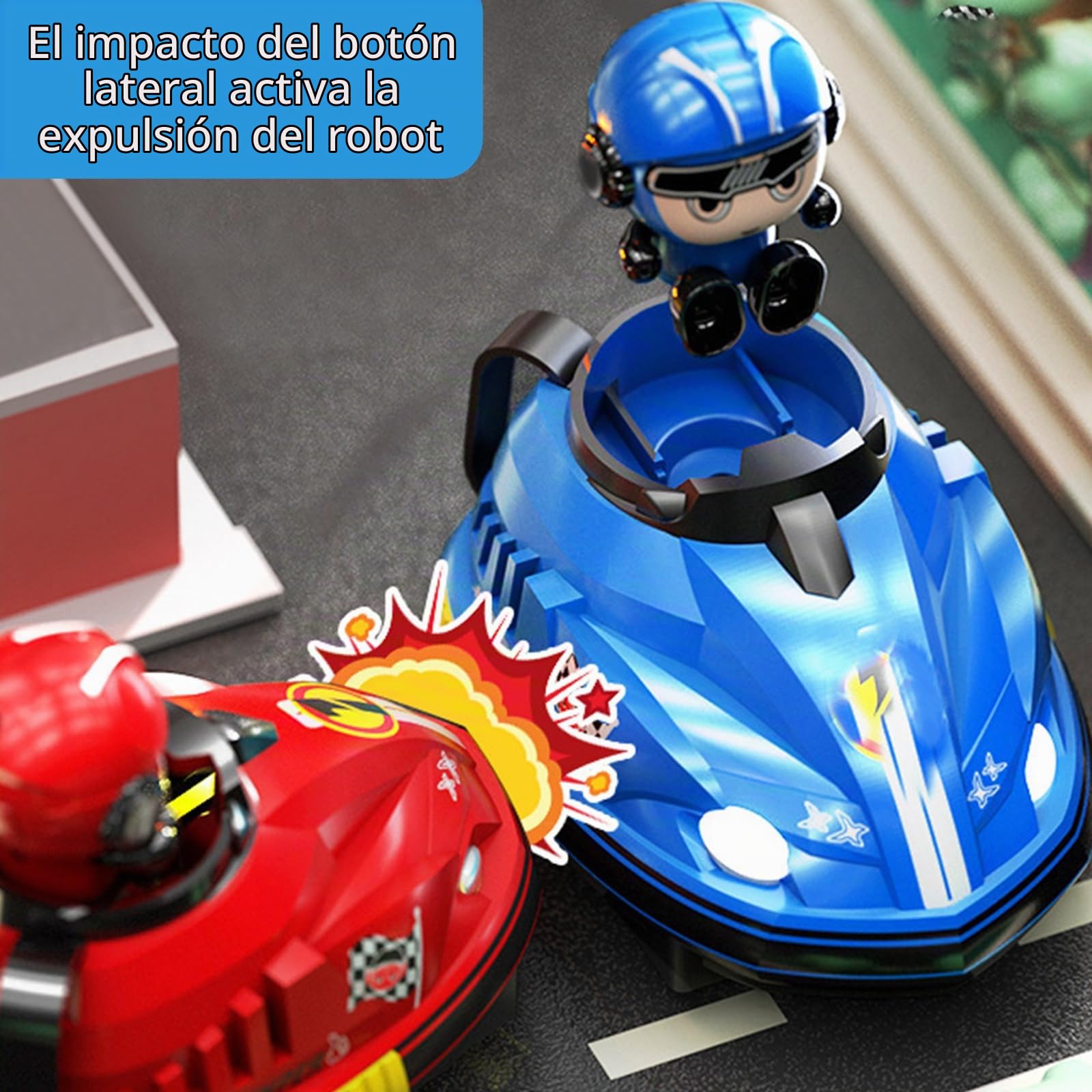 2 Coches Teledirigidos RC con Robots Saltarines, Baterías Adicionales y Control Remoto, Autos de Choque Recargable, Juguetes Auto Chocador Carrera RC para Niños y Niñas de 4-14 Años