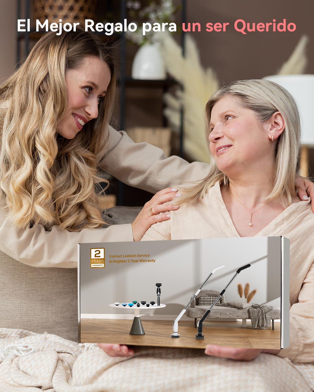 Leebein Cepillo Eléctrico Limpieza Hogar, 2026 Fregadora Giratoria Eléctrica con 8 Cepillo Reemplazables, Control Remoto, 2 Velocidades de Rotación y Mango Ajustable 38-132CM para Baño/Cocina/Coche