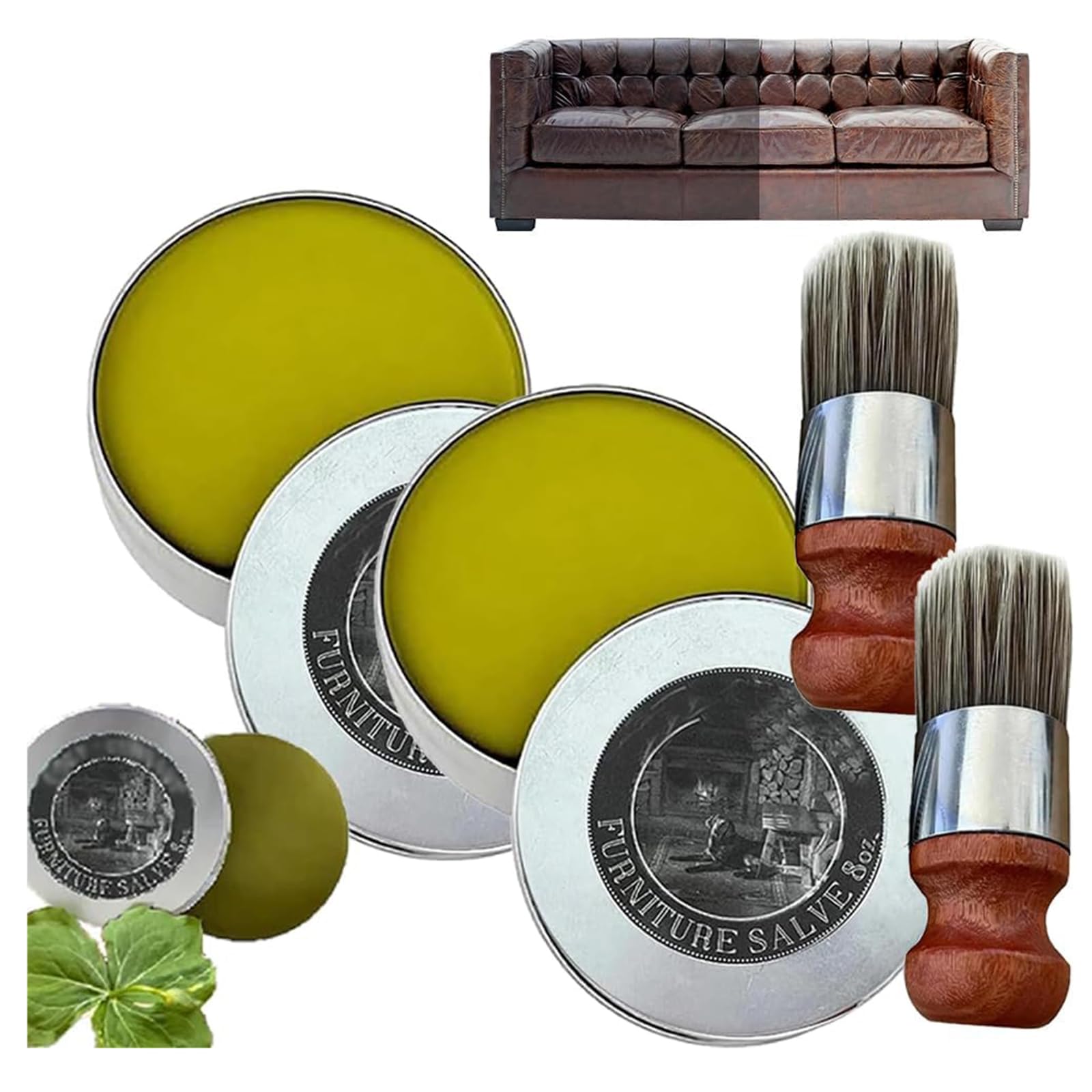 KitruiyWise Owl Furniture Salve for Leather,Leather Furniture Salve and Brush,Furniture Salve/Leather Salve with Boar Bristle Brush for Home,Prevent Dryness and Cracking (3pcs)