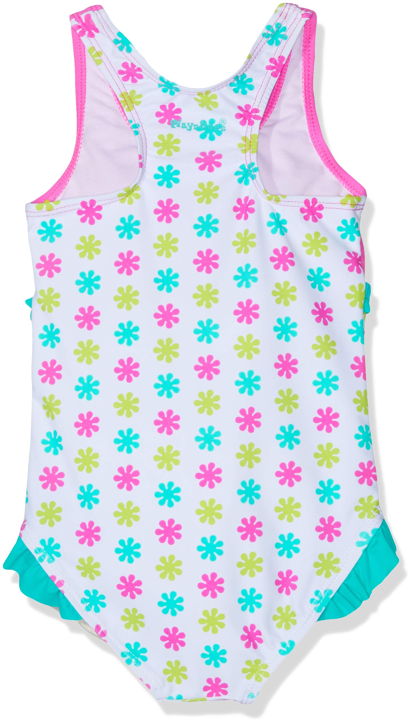 Playshoes Dziewczęcy kostium kąpielowy z motywem kwiatowym, wielokolorowy (biały/różowy 586)., 122/128 cm