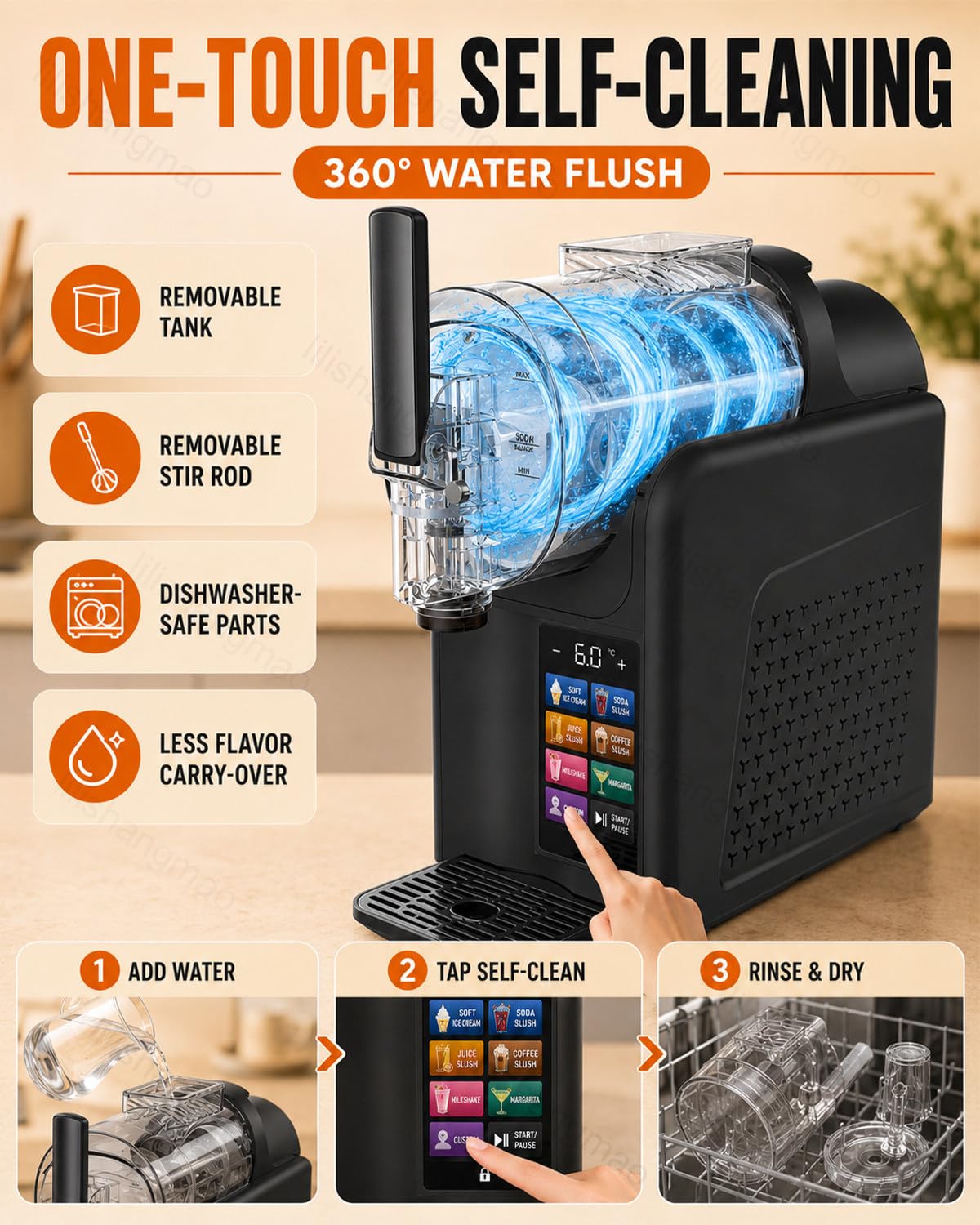 Máquina para Bebidas Frías con Pantalla Táctil – Máquina De Granizados 7 En 1,Ajusta La Textura De Hielo A Espesa,Prepara Helado Suave,Café Helado Y Cuenta con Bloqueo De Seguridad White