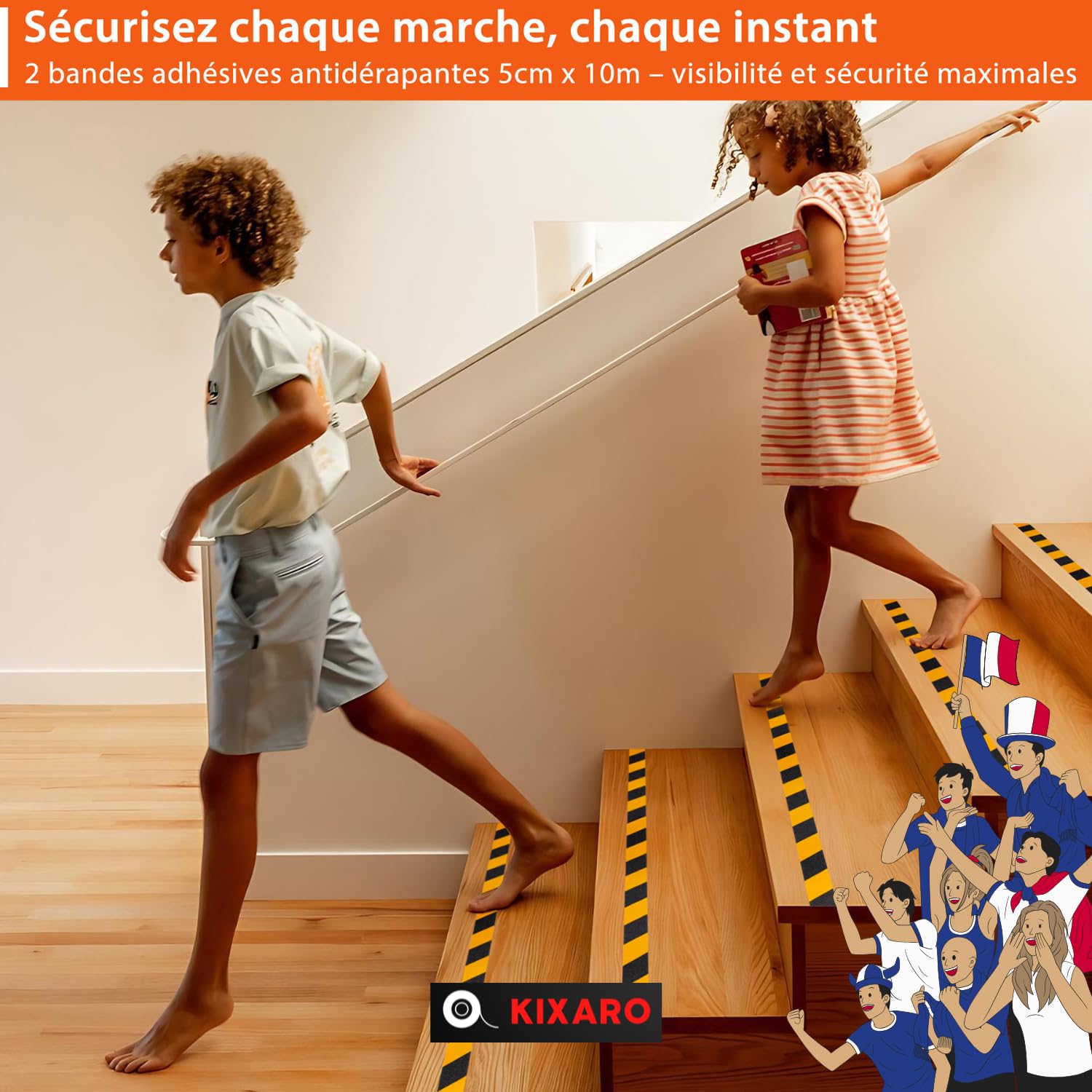 Bande Antidérapante Escalier ✮Marque Francaise✮ Lotde2 Rubans Marche Escalier Marquage Exterieur Interieur 10mX5 Adhésif Noir/Jaune Tape Bande Antiderapante Adhesive Ruban Antidérapant✯GARANTIE À VIE✯
