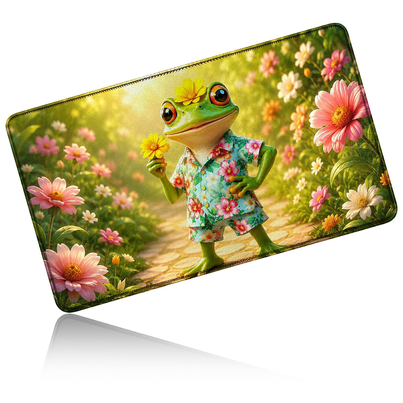 Dikoer for MTG/TCG Playmat 24" x 14" Commander Deck Mat, Frog Flower