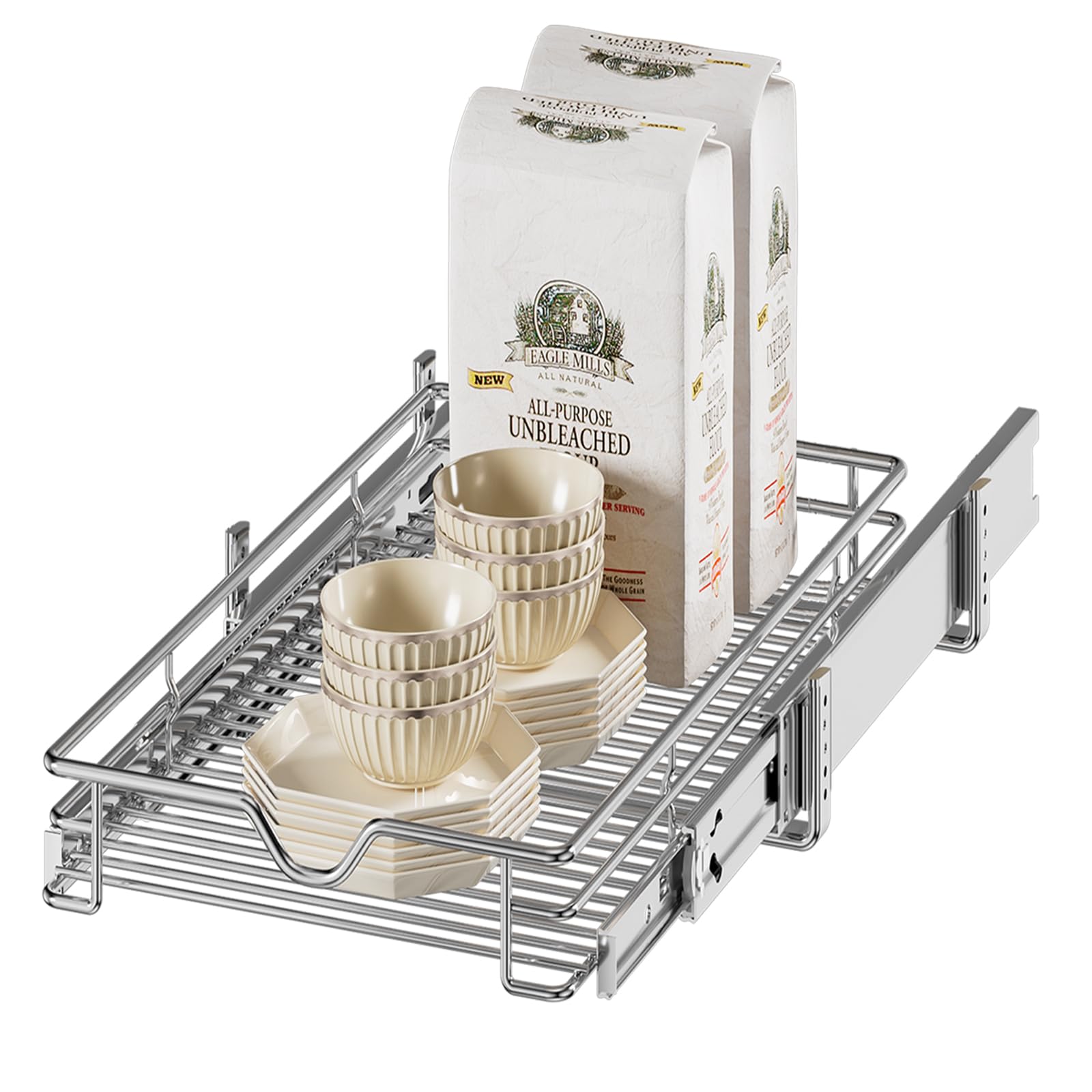 DINDON Pull Out Cabinet Organizer (11" W x 18" D), Pull Out Drawers for Kitchen Cabinets, Slide Out Cabinets Shelves,1 Tier Pull Out Cabinet Drawer Organization for Kitchen