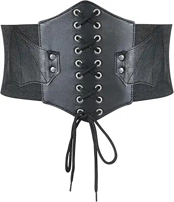 SANSTHS Wide Corset Belt for Women Lace-up Renaissance Corset Hight Waist Elastic Belt for Halloween Costume Parties