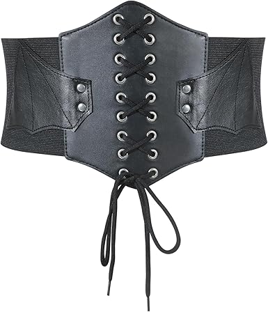 SANSTHS Wide Corset Belt for Women Lace-up Renaissance Corset Hight Waist Elastic Belt for Halloween Costume Parties