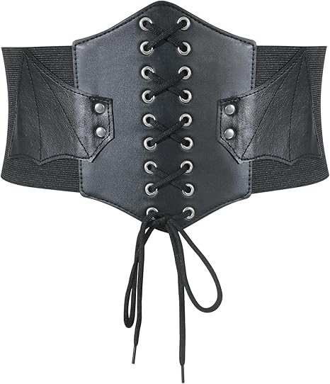 SANSTHS Wide Corset Belt for Women Lace-up Renaissance Corset Hight Waist Elastic Belt for Halloween Costume Parties