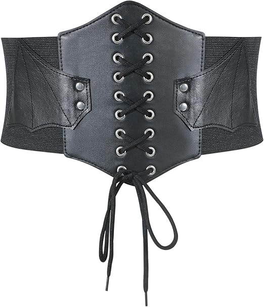 SANSTHS Wide Corset Belt for Women Lace-up Renaissance Corset Hight Waist Elastic Belt for Halloween Costume Parties