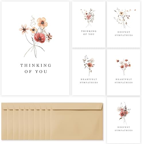 slapaflife Tarjetas de condolencias con sobres, juego de 48 tarjetas de condolencia con sobres rústicos a juego, cada tarjeta viene con condolencias