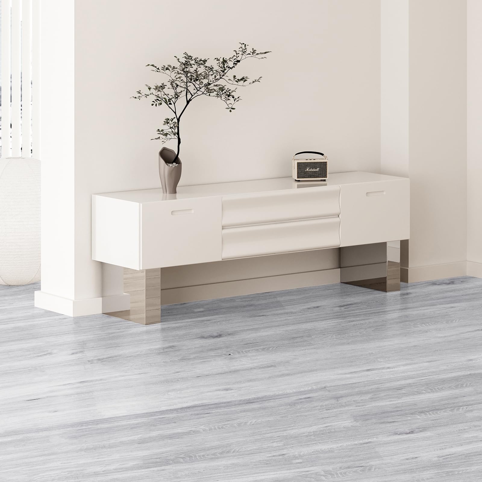 VEVOR Baldosas de Vinilo Autoadhesivas de 914 x 152 mm, 20 Baldosas de 0,62 mm de Grosor, Despegar y Pegar, Suelos de Bricolaje de Grano de Madera Gris Claro para Cocina, Comedor, Dormitorios y Baños