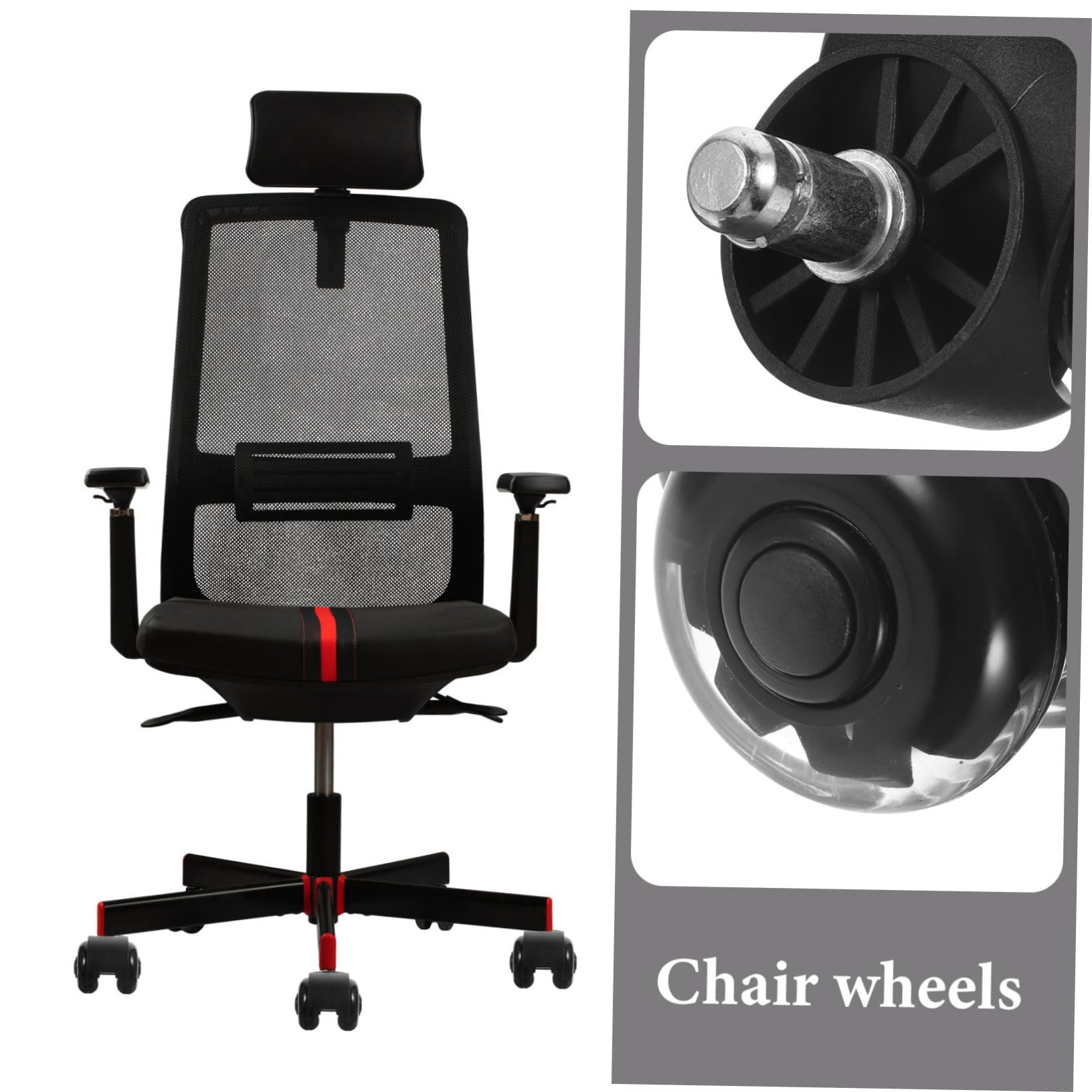 PRETYZOOM 5 Ruedas de Repuesto de Pu para Silla de Oficina, Movimiento Suave y Silencioso, para Muebles, Instalación Fácil, Pack de 5