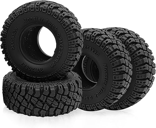 Miniatura 5 de MOHERO - 4 neumáticos de goma suave para terreno de barro para 118 TRX4M Bronco Defender 124 Axial SCX24 RC Crawler Car (estilo D)