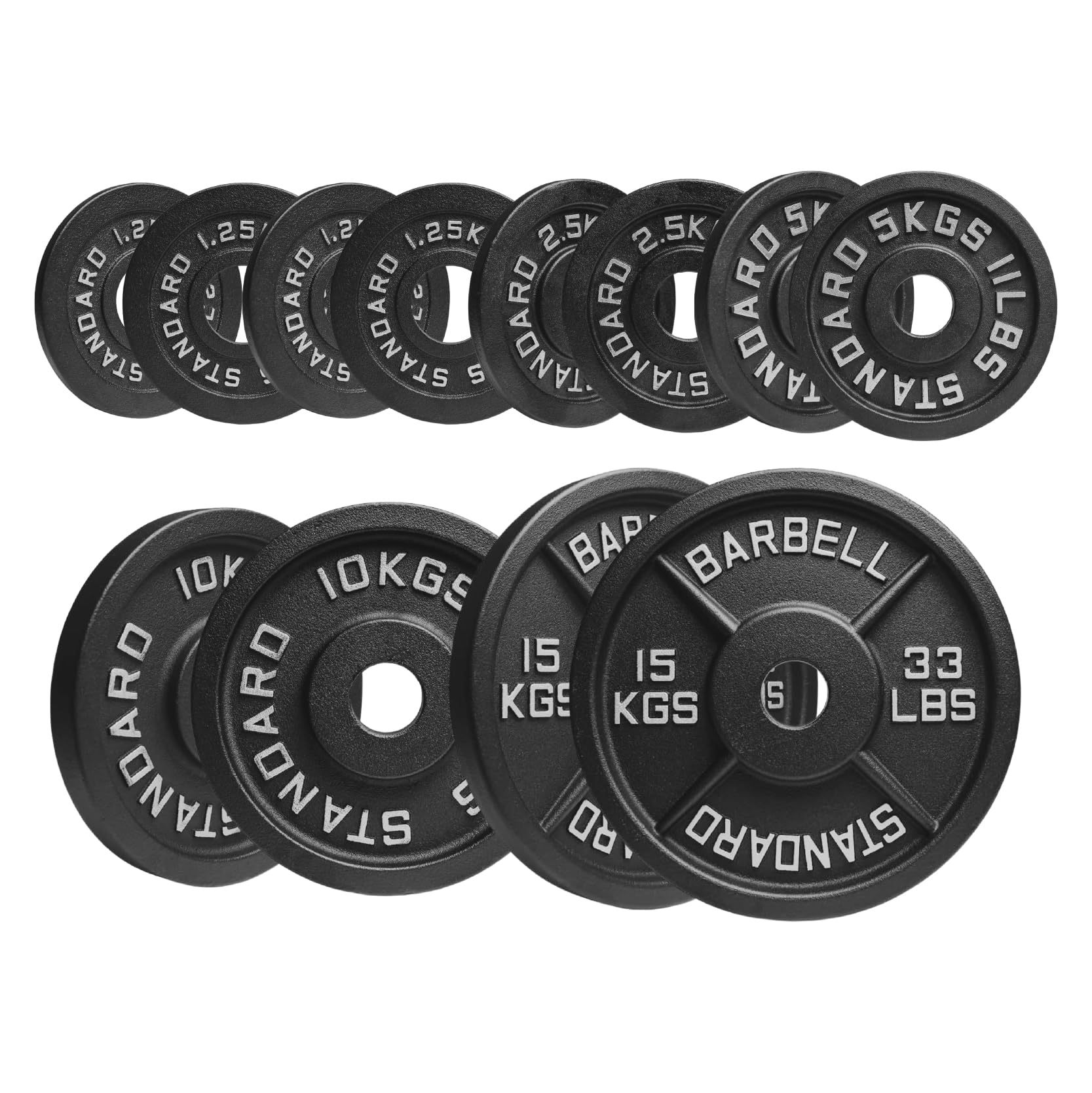 Cast Iron Weight Plates Sets & Pairs (1.25kg–25kg) for Home Gym Strength Training, Weight Lifting & Muscle Building for Men & Women (Without Barbell, 70kg Set)