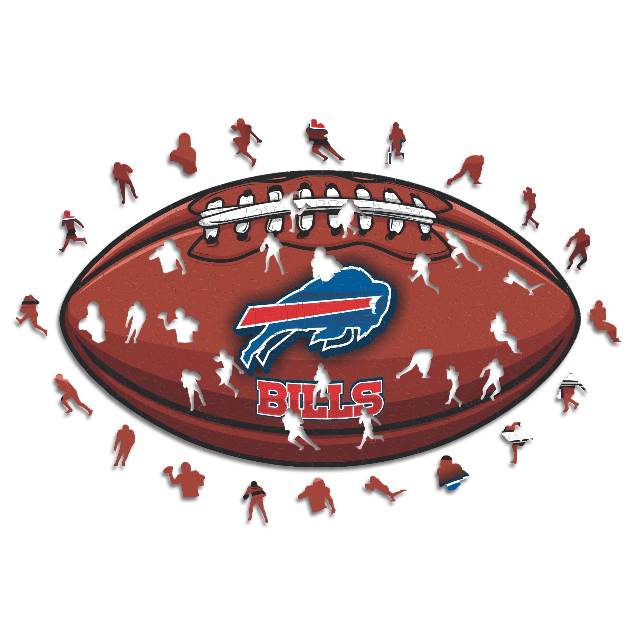 Iconic Puzzles, Buffalo Bills Crest, 100% eco-sustainable wooden puzzle with official license NFL, size M, 270 pieces
