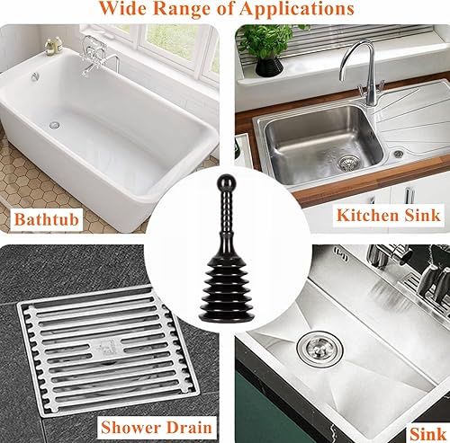 Miniatura 4 de Émbolo para fregadero y drenaje, mini émbolo para desatascar fregaderos de cocina, desagües de baño, duchas, bañeras, diseño pequeño y fuerte con