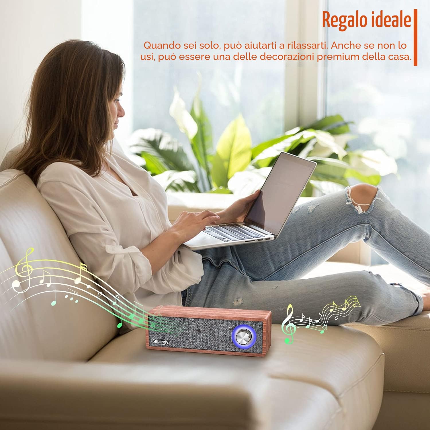 Smalody Altoparlante Bluetooth, 10W in legno classici senza fili portatili | Design in legno vintage, altoparlante Bluetooth portatile mini, ideale per arredamento e caffè