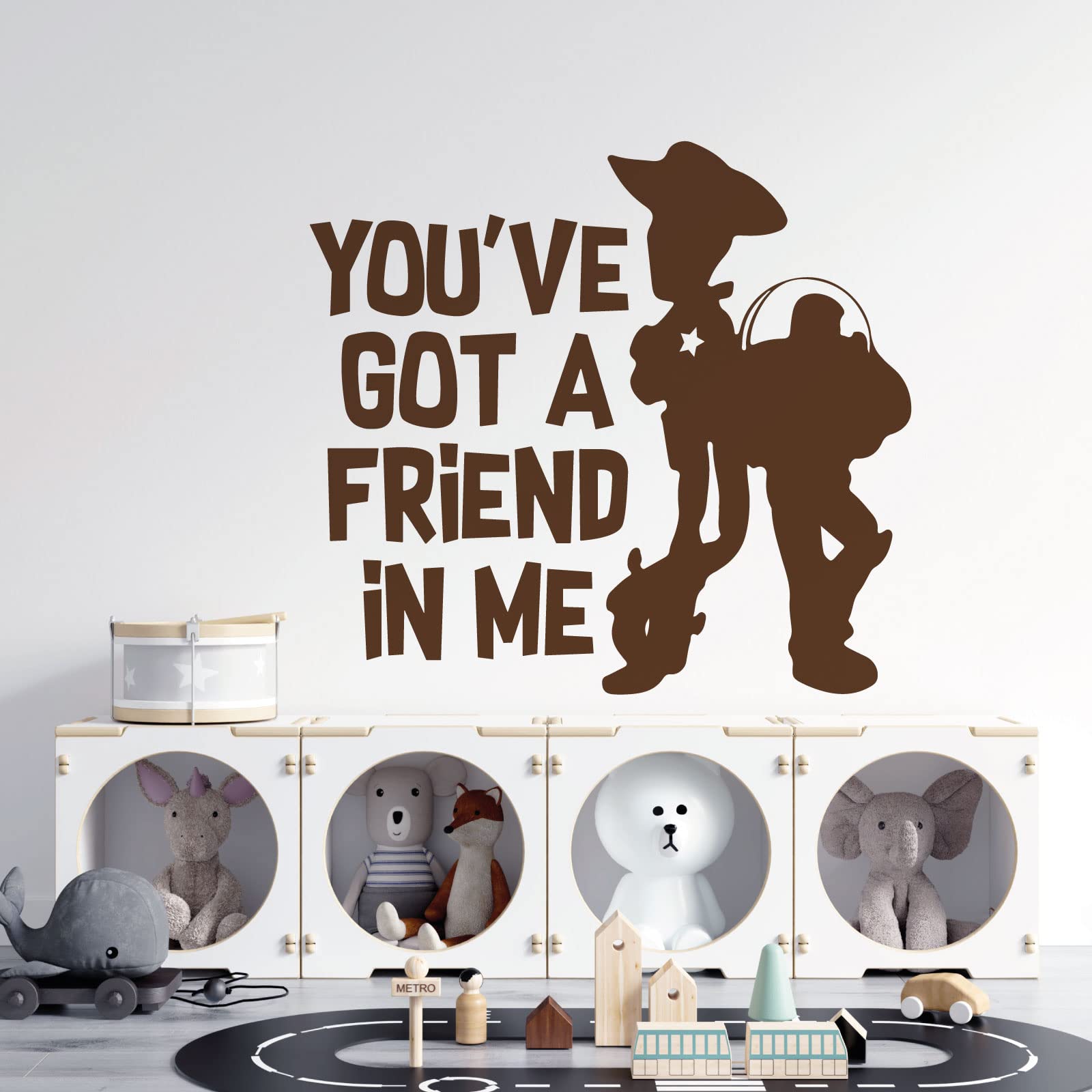 Woody and Buzz - You've Got a Friend in Me - Story Inspired Children's Vinyl Wall Decal Sticker [XLarge] [Chocolate]
