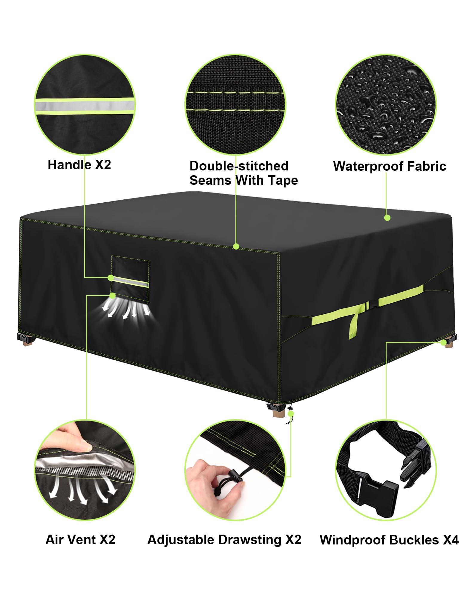 VDISRR Copertura Tavolo Esterno Impermeabile 220x110x70cm, 420D Resistente Tessuto Oxford Copertura Per Mobili da Giardino con Sfiato d'Aria Telo Esterno Antivento, Anti-UV, Antipolvere