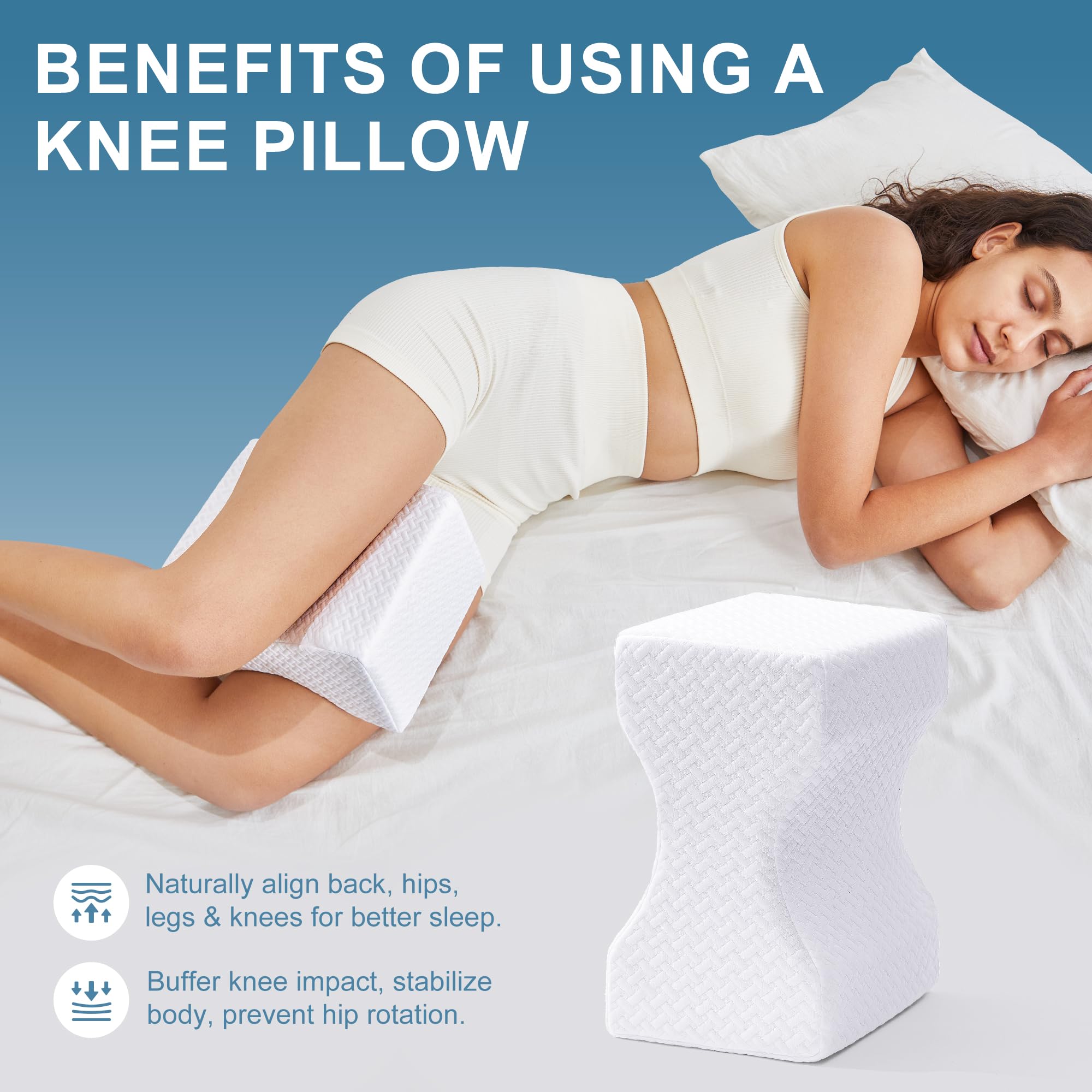 Cuscino per ginocchia per chi dorme di lato, cuscino per gambe per sciatica, schiena, fianchi, articolazioni tra gambe e ginocchia, sollievo dal dolore durante il sonno, cuscino per ginocchio in