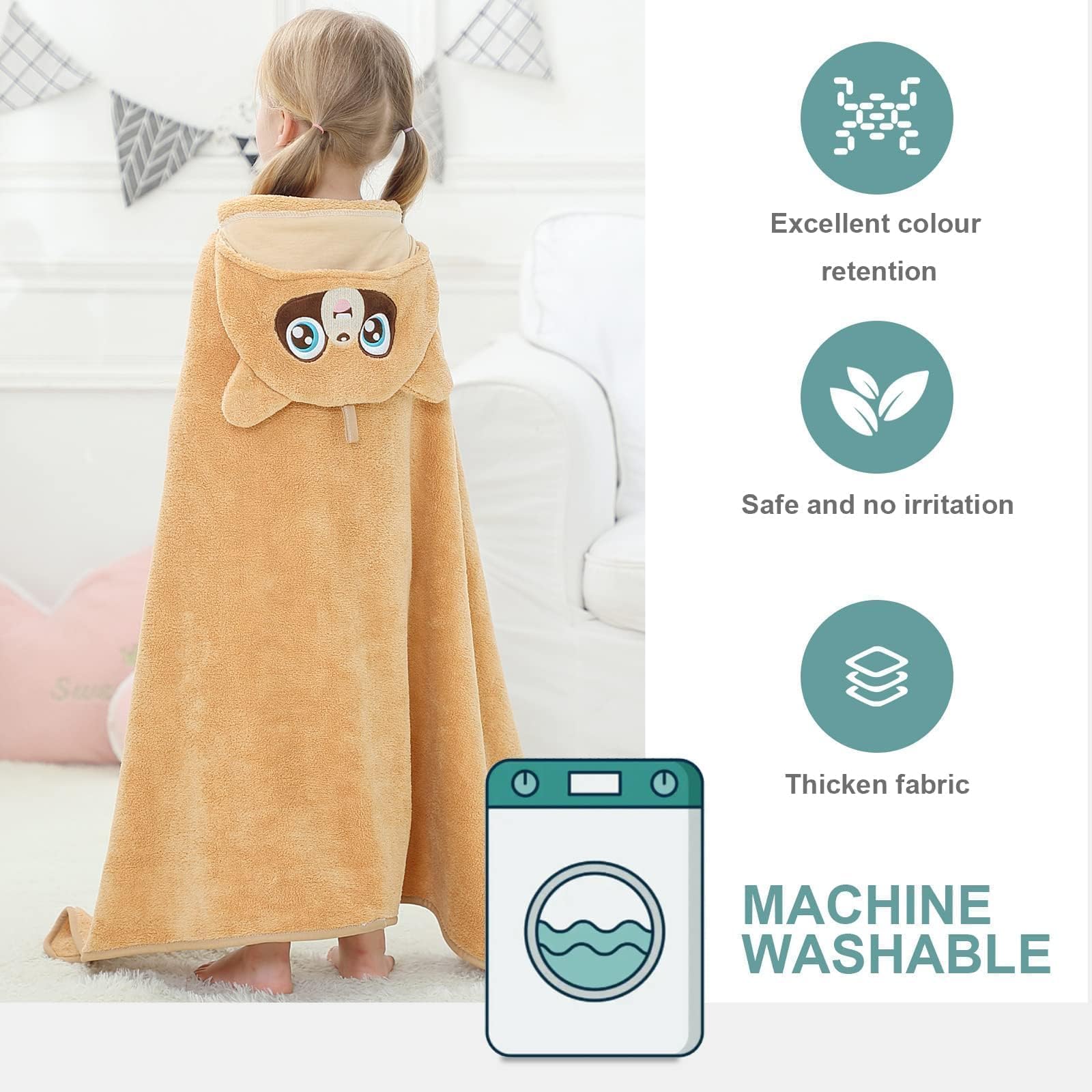 MICHLEY - Toalla de bebé unisex con capucha de dibujos animados, suave de alta calidad para natación de 80 cm x 133 cm para 0-9 T (Raccoon)