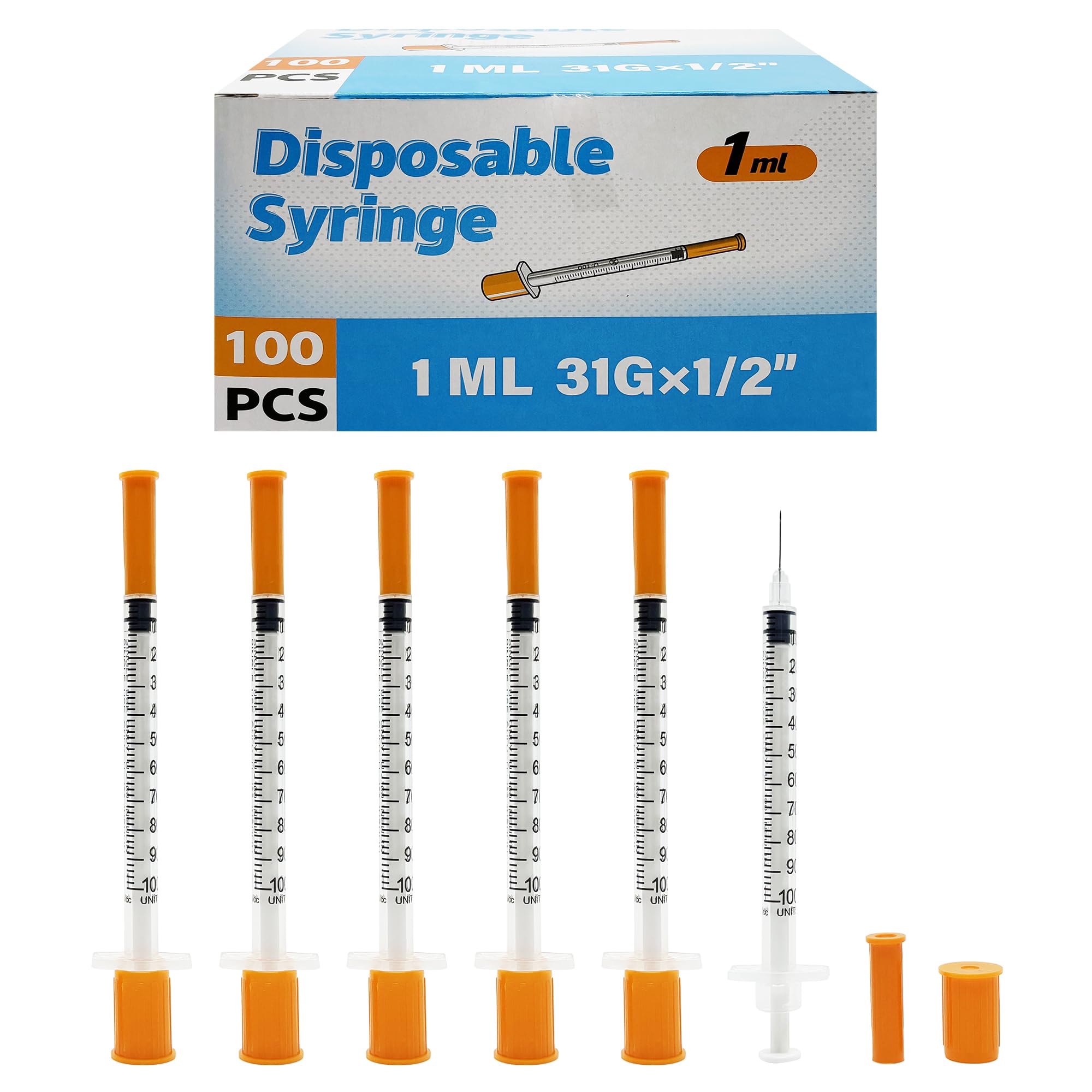 100 Pack 1mL Syringes, 31G 8mm, Individually Wrapped — Amazon image 12