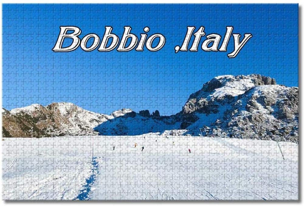 HUIHUIco Italy Bobbio Skiing Jigsaw Puzzles for Adults Kids 1000 Pieces Wooden Puzzle Game for Gifts Home Decoration Special Travel Souvenirs