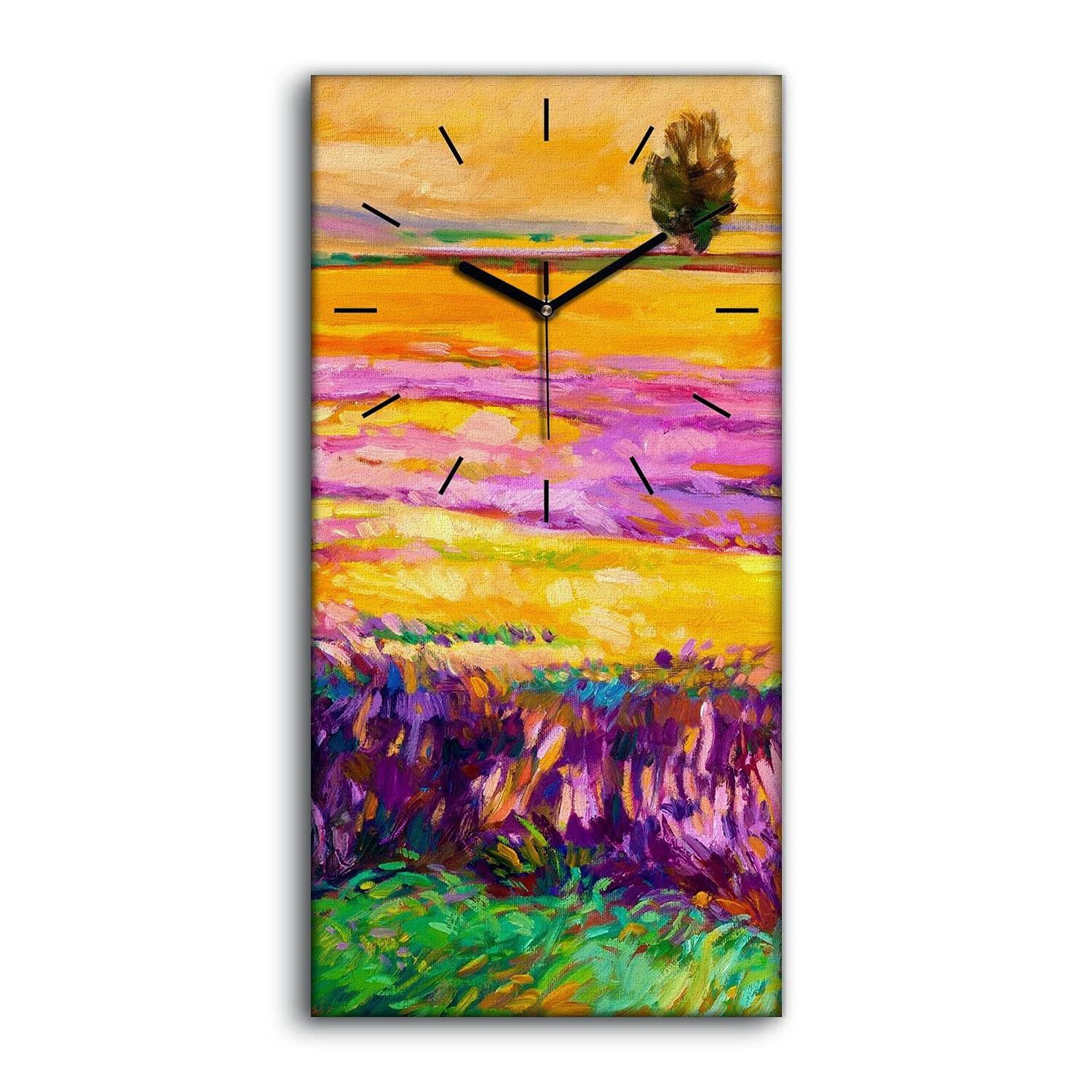 Horloge sur toile silencieuse pour dormir sans tic-tac décor fleurs de pré