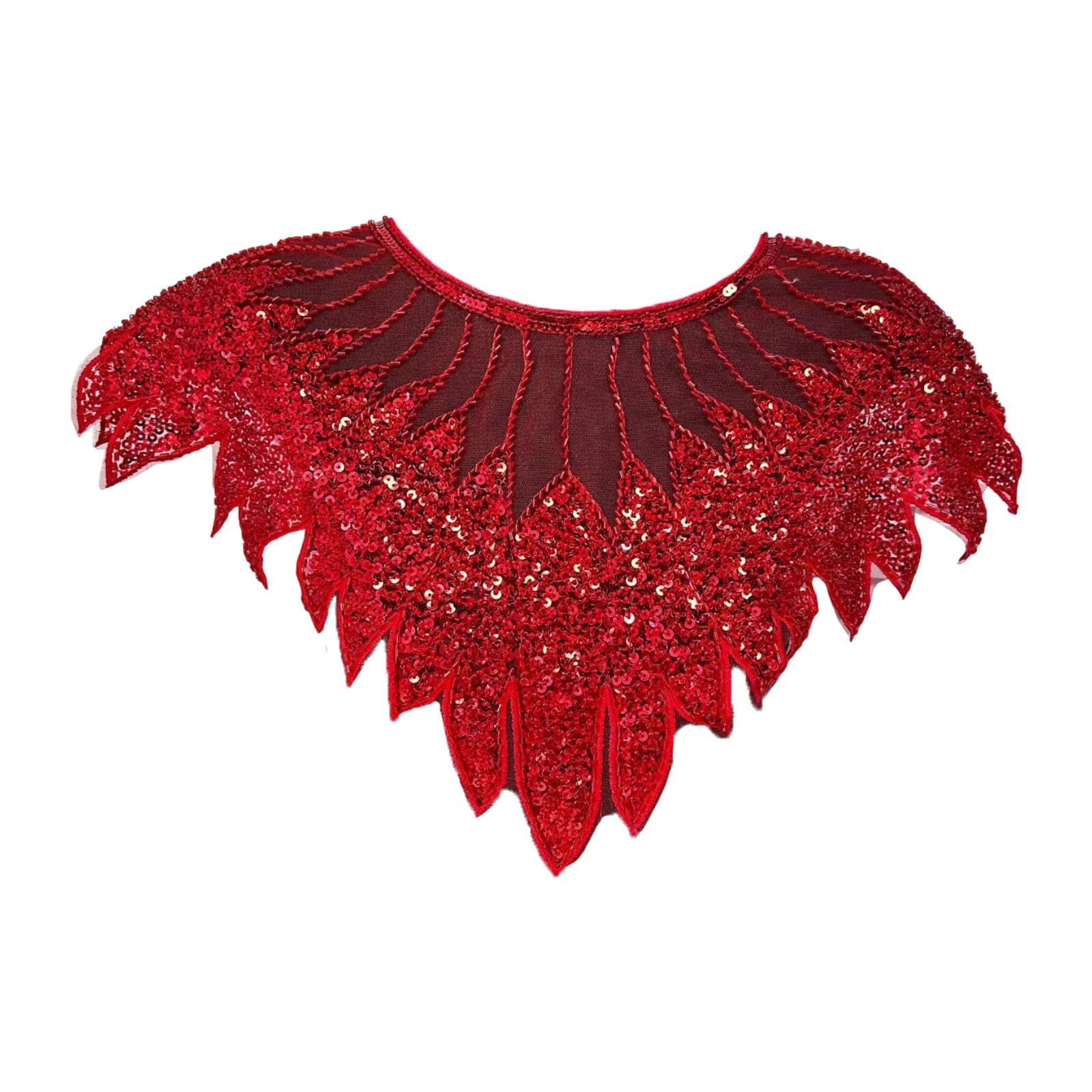 Women Shawl Wrap Sequin Beaded Evening Cape for Bridal Formal Dresses Ladies Red-image-15