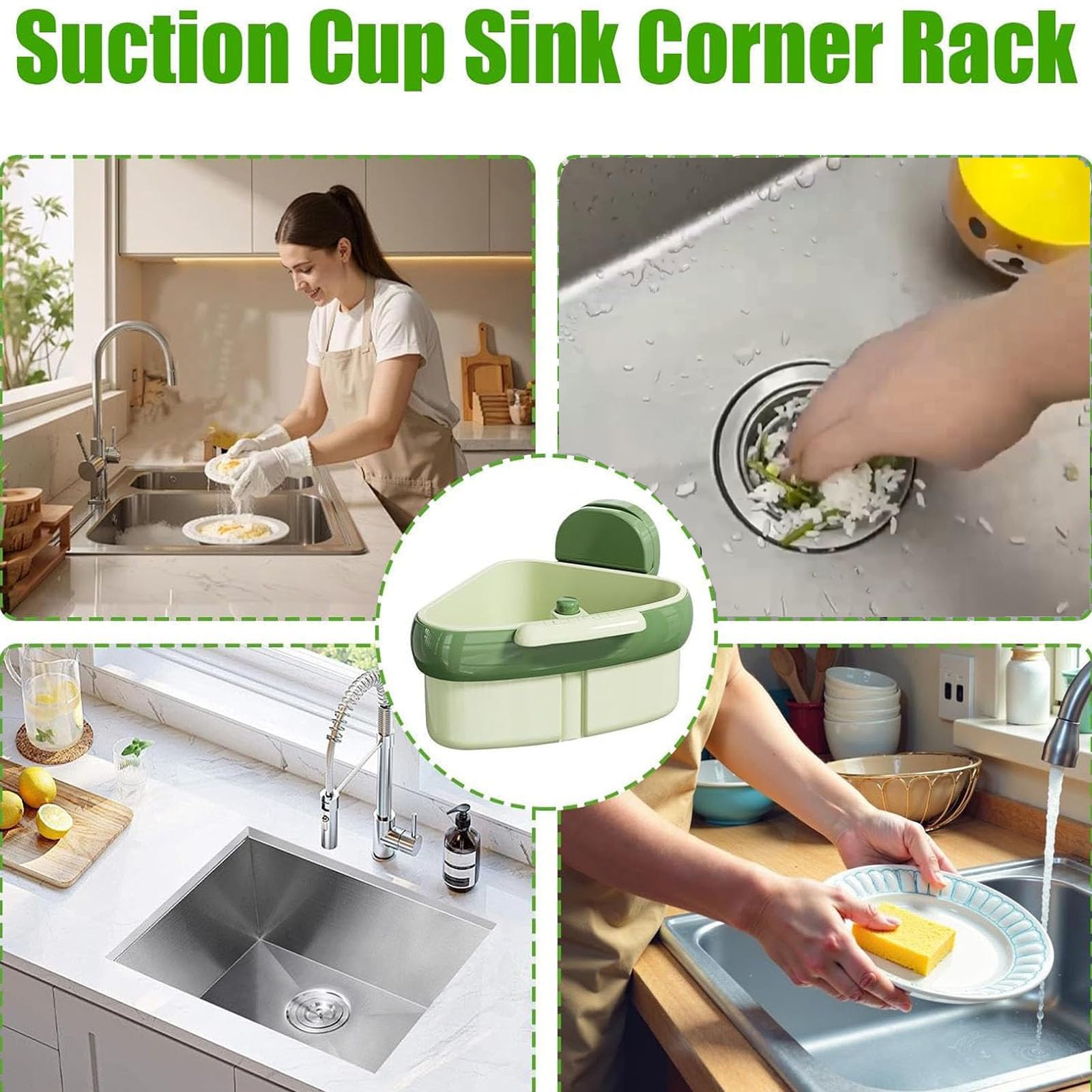 Sieb für Spülbecken Snap-Button Abtropfsieb SpüLbecken Sieb,Sink Strainer Basket (2, Green)