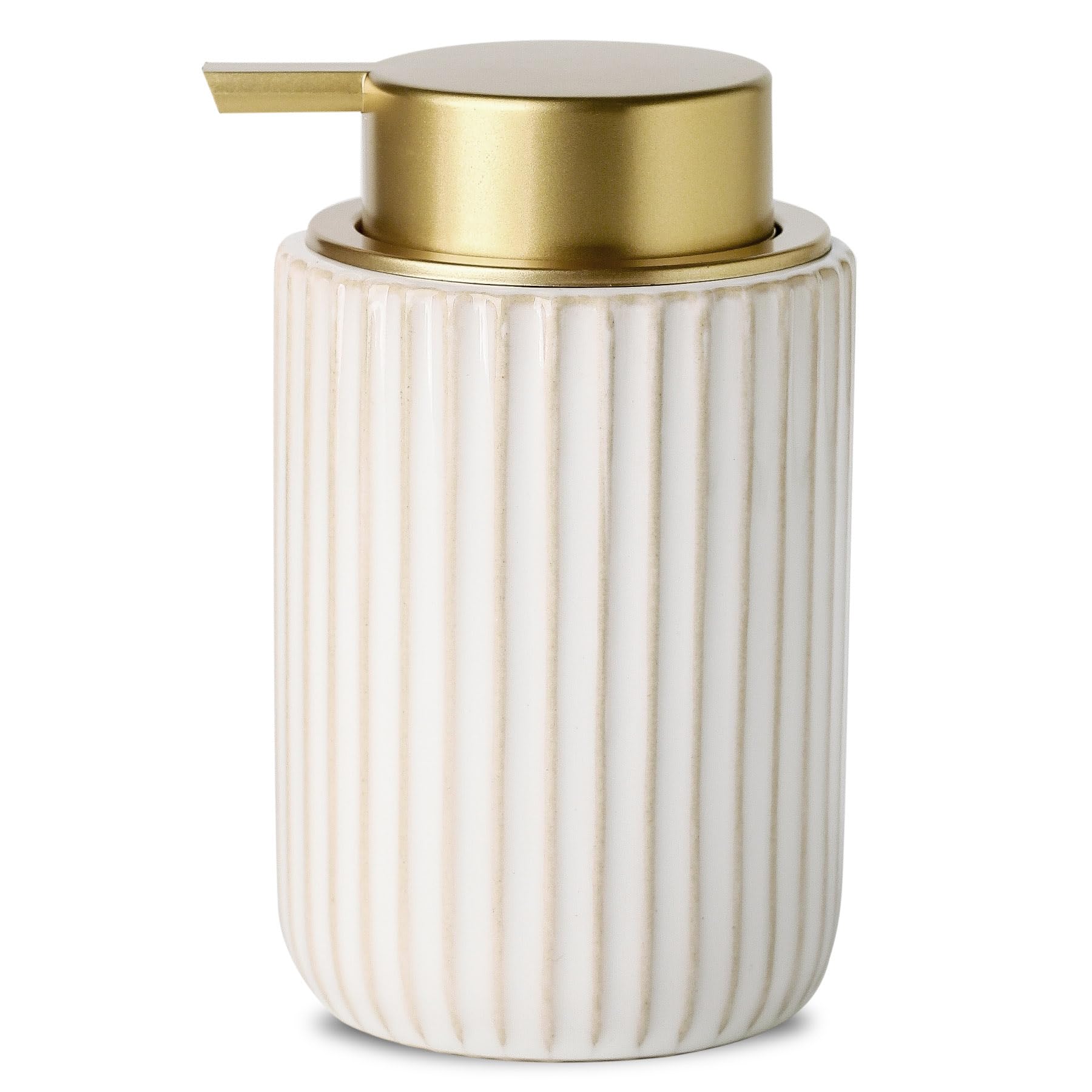 Photo 1 of TEAKISS Ceramic Soap Dispenser - 13oz White & Gold