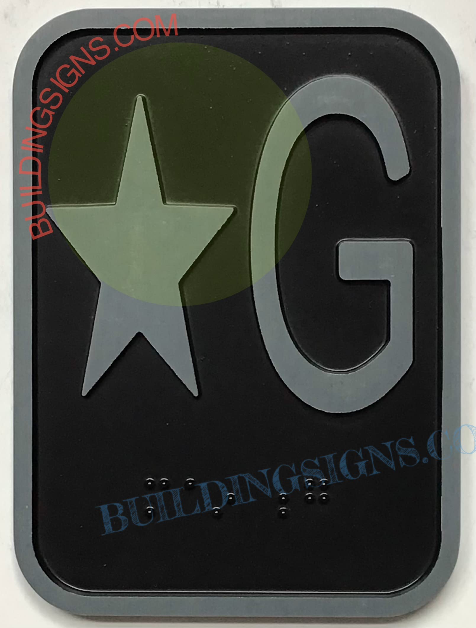 ELEVATOR STAR G SIGN- ELEVATOR JAMB PLATE STAR G SIGN (BLACK BACKROUND,CAST IRON,3X4 INCH)-THE IRON LINE