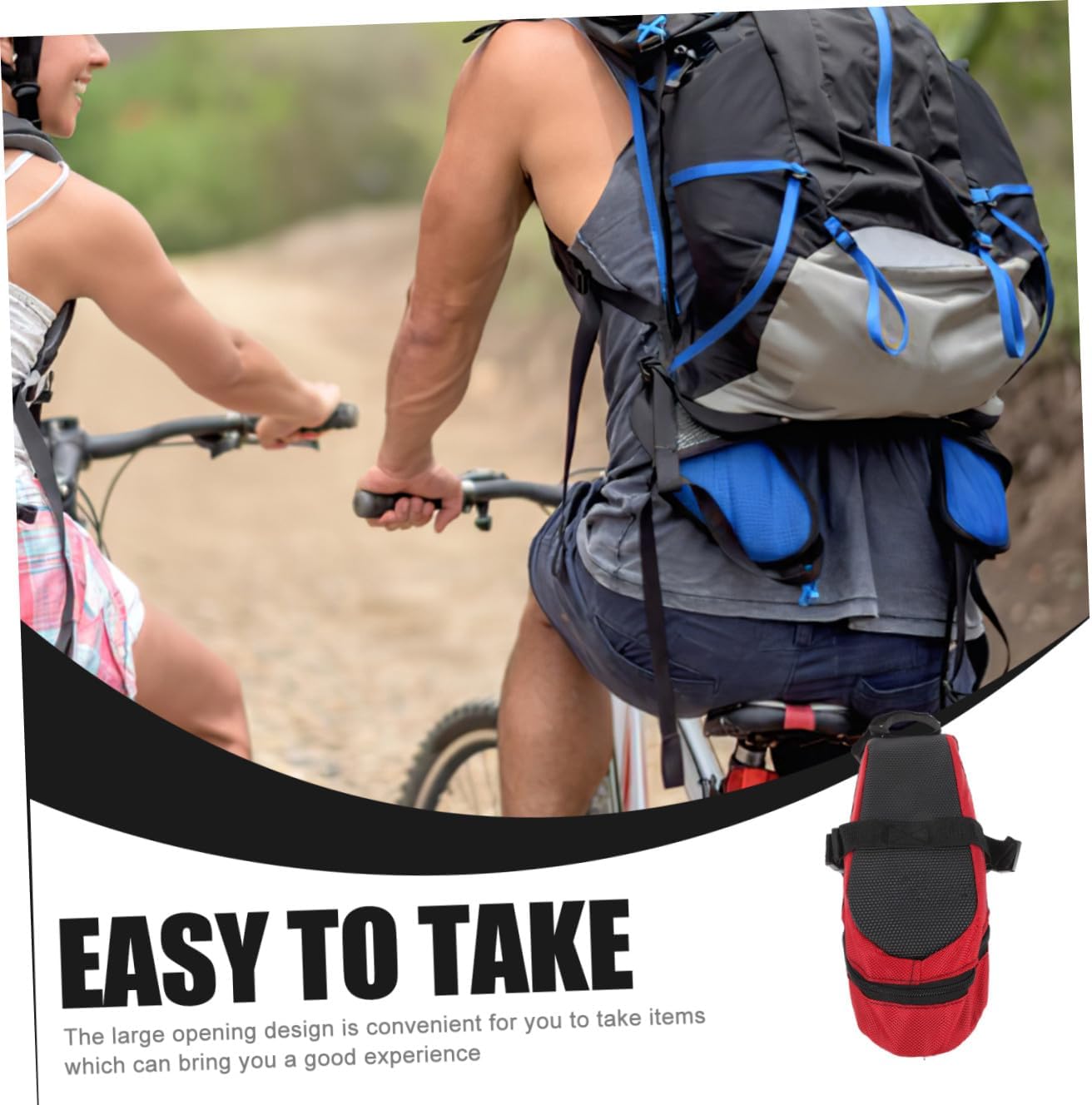 Bike Seat Bag Cycling Accessory with Zipper Large Capacity under Seat Storage Pouch Multifunctional Bicycle Saddle Pack for Mountain Bike Outdoor Riding (red)
