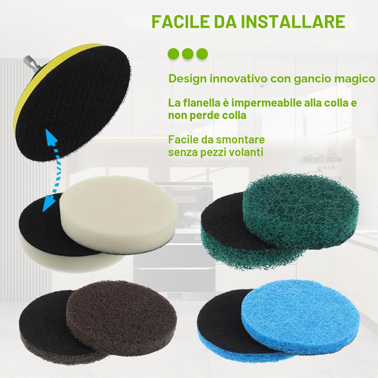 16pcs Spazzola Elettrica Set 4 Spuma Pads 4 Stuoie Cucina 4 Performance Pads 4 Microfibra Pads adatti per Bosch Casa/Giardino 6033 Spazzola di Pulizia Batteria