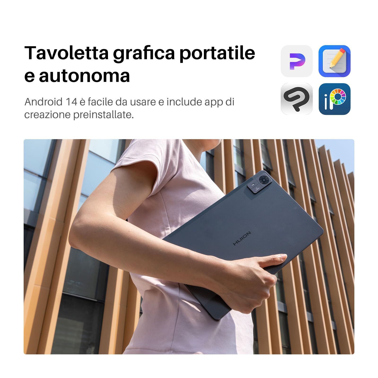 HUION Kamvas Slate 11 Tavoletta Grafica con Schermo 10.95" Autonoma, Android 14, 8GB+128GB, WiFi, Penna con Inclinazione 60°, 90Hz, 8000mAh, Per Disegnare, Creare e Lavorare