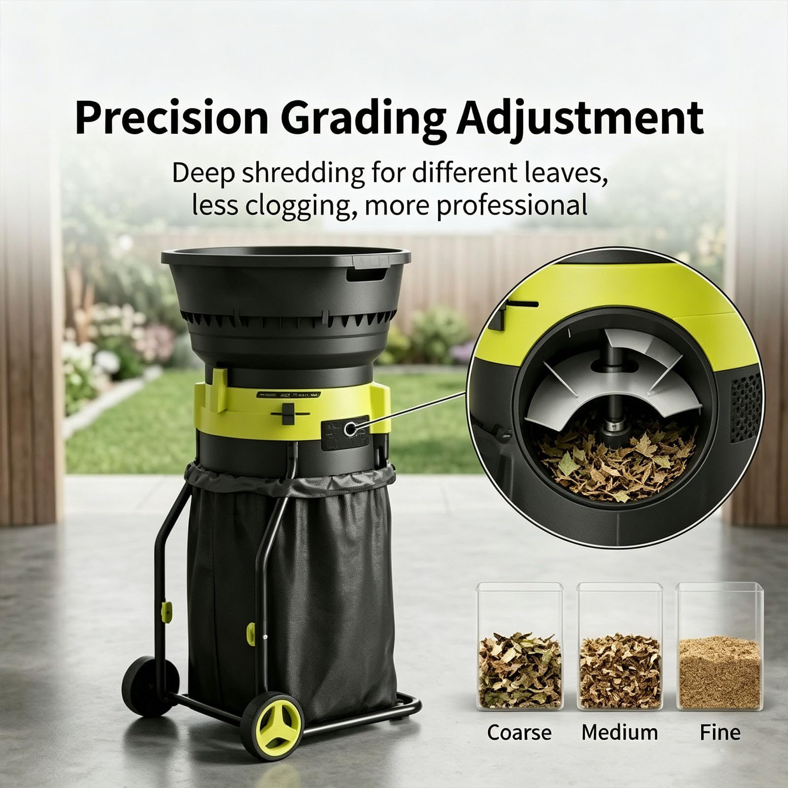 Broyeur De Feuilles Électrique Portable De 2500 W, 8000 TR/Min, Rapport De Réduction De 17:1, 3 Réglages De Grain Ajustables pour Un Ramassage, Un Compostage Et Un Nettoyage De Jardin Plus