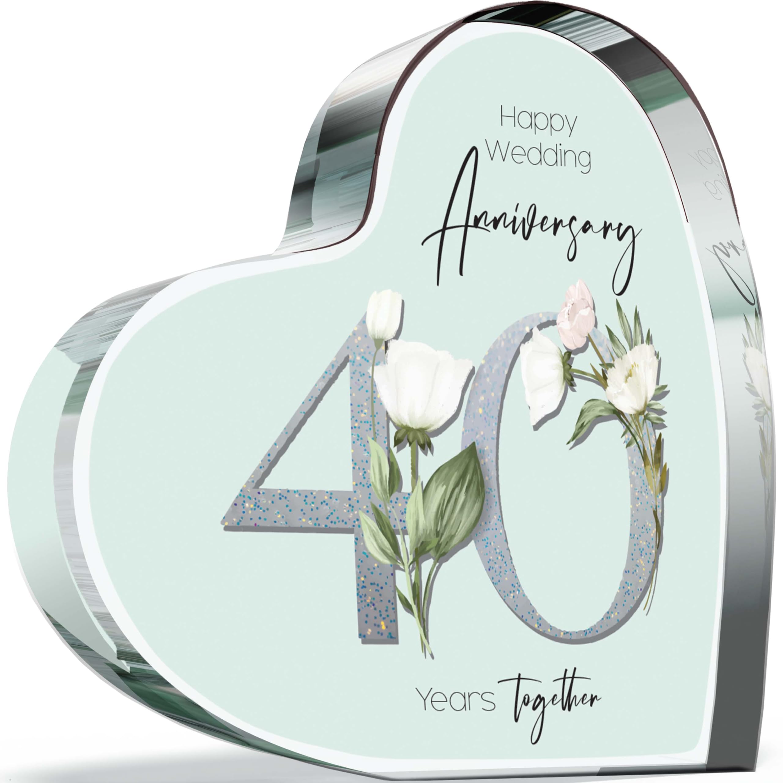 Giftzie Women's 40 Th Anniversary Acrylic Heart Plaque For Wife Or Husband