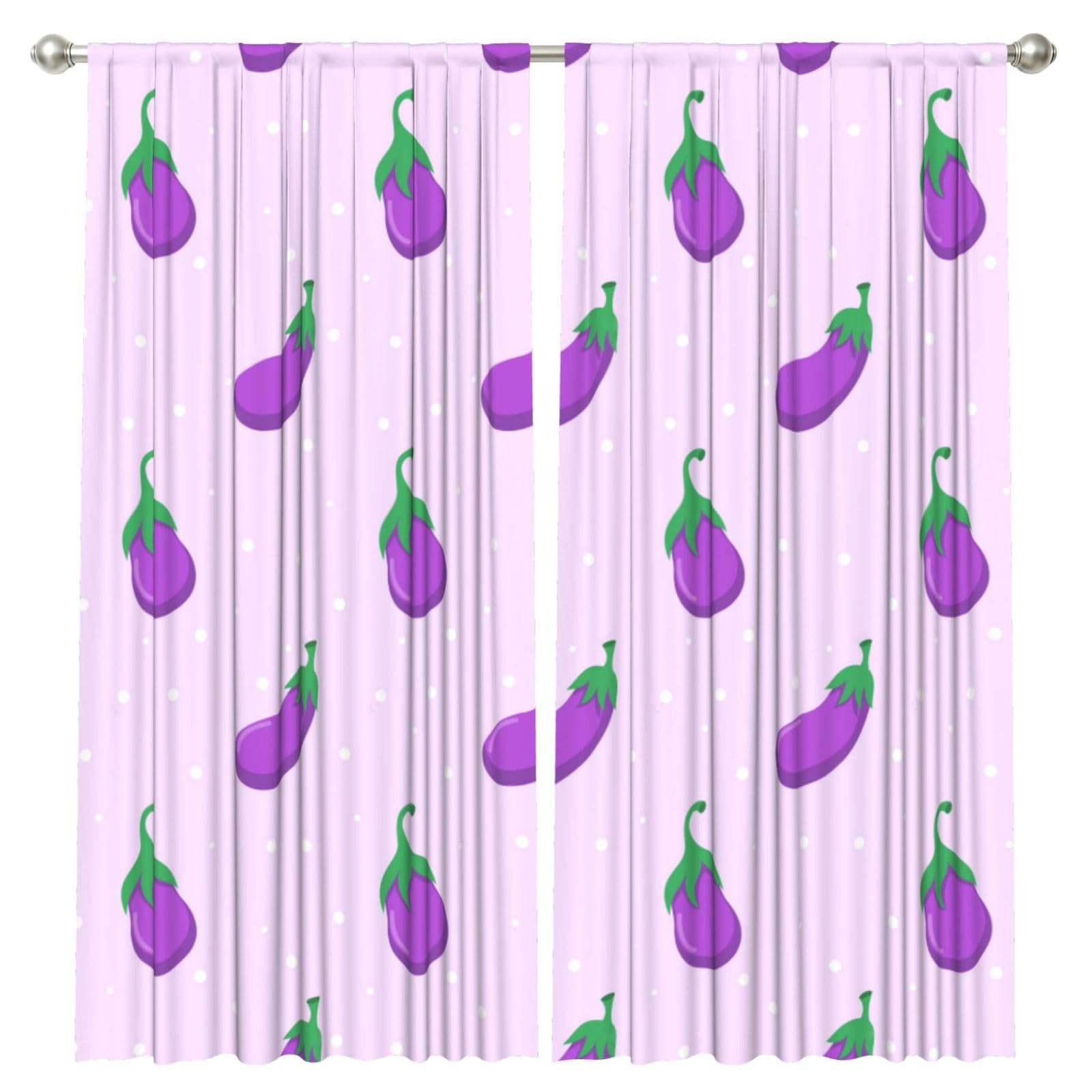 InOmak Eggplant Vegetable Fruit, 2 Panels Window Curtains 52 x 84 Inch Blackout Curtains for Living Room Bedroom