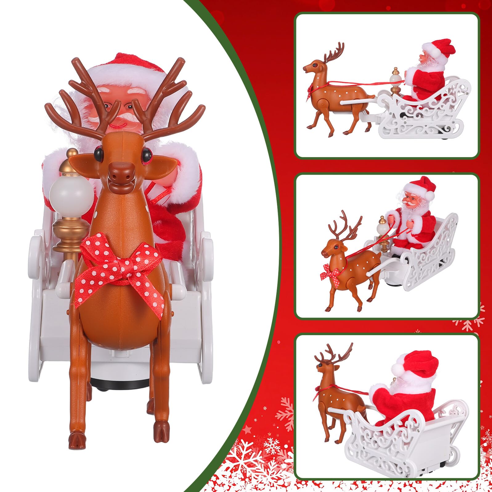 Decorazione Natalizia Elettrica Babbo Natale Renna Tirata Statuetta da Tavolo per Feste di Natale Ornamento Creativo e Resistente