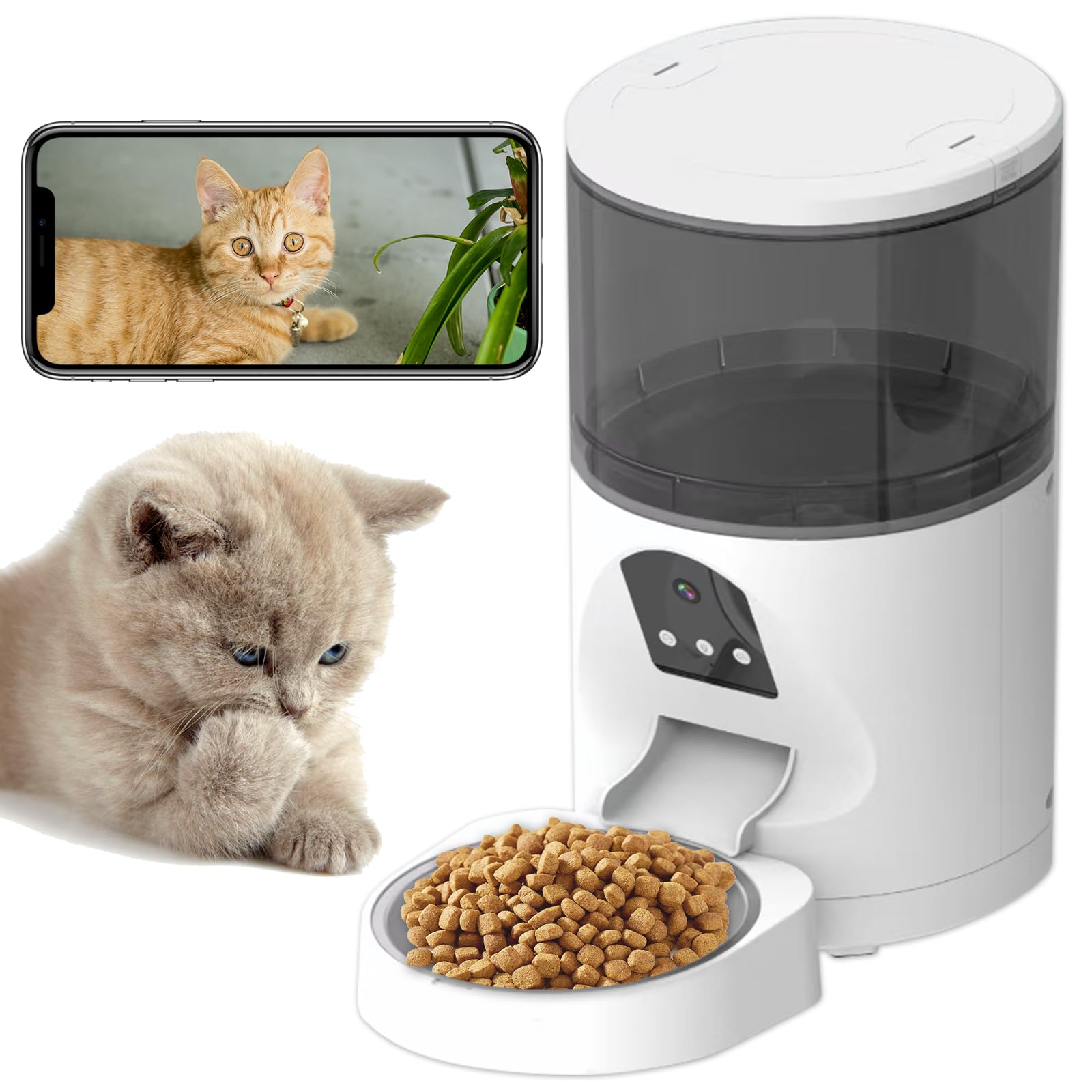 ANTELA Distributeur Croquettes Chat Chien Automatique 6L avec Vidéo 3MP | WiFi 2.4G, Contrôle APP, Fil Anti-grignotage, Notification d'Alimentation