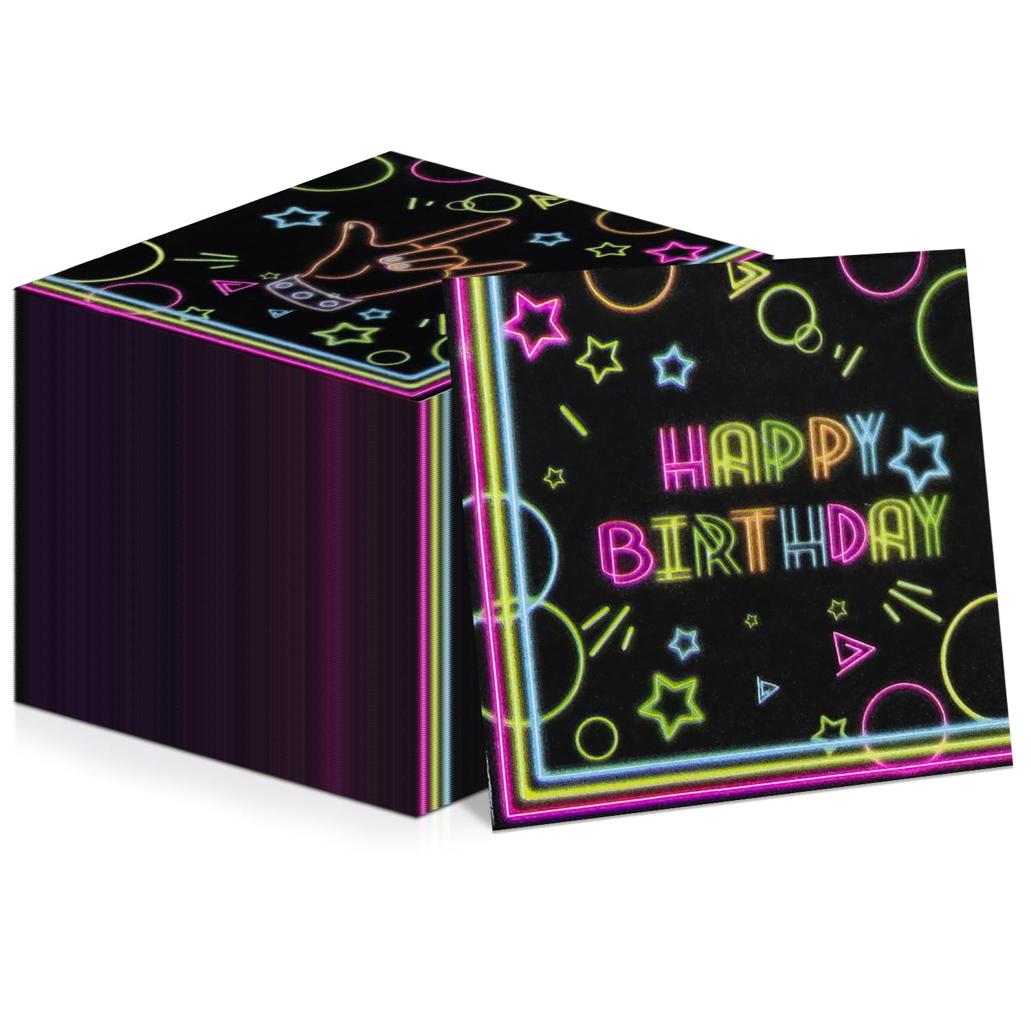 Serviettes En Papier Fluo Amscan – Lot De 16 Serviettes 33 Cm, Papier Double épaisseur, Couleurs Vives Pour Anniversaire Ou Fête - 7