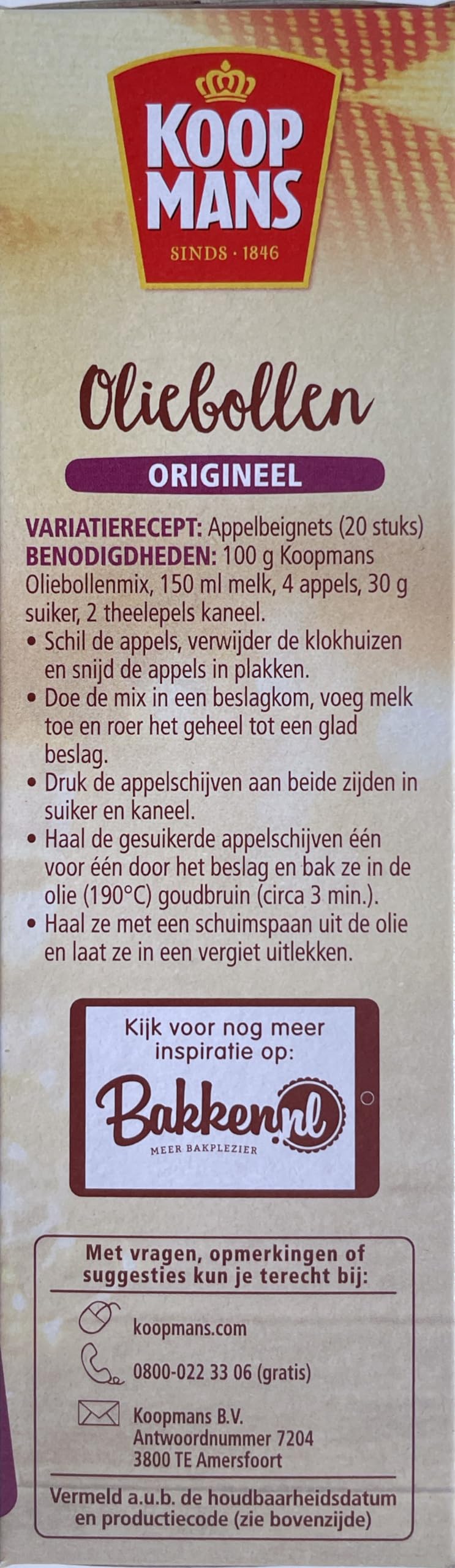 Koopmans Oliebollen - Lote de 10 rosquillas para carnaval (500 g)