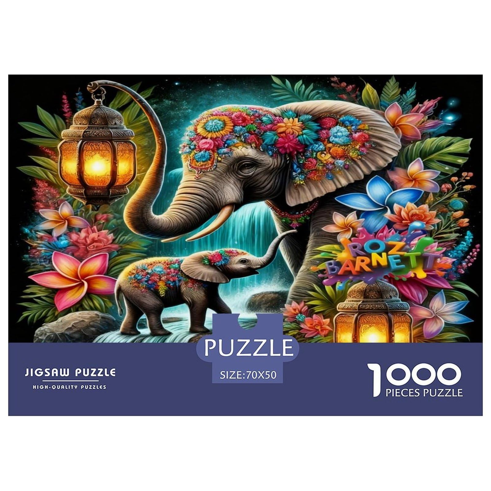 African Elephant 1000 Pieces Jigsaw Puzzles for Adults Wildlife Educational Games Birthday Gifts for Women And Man Challenge High Difficulty 70x50cm/1000pcs — image 1