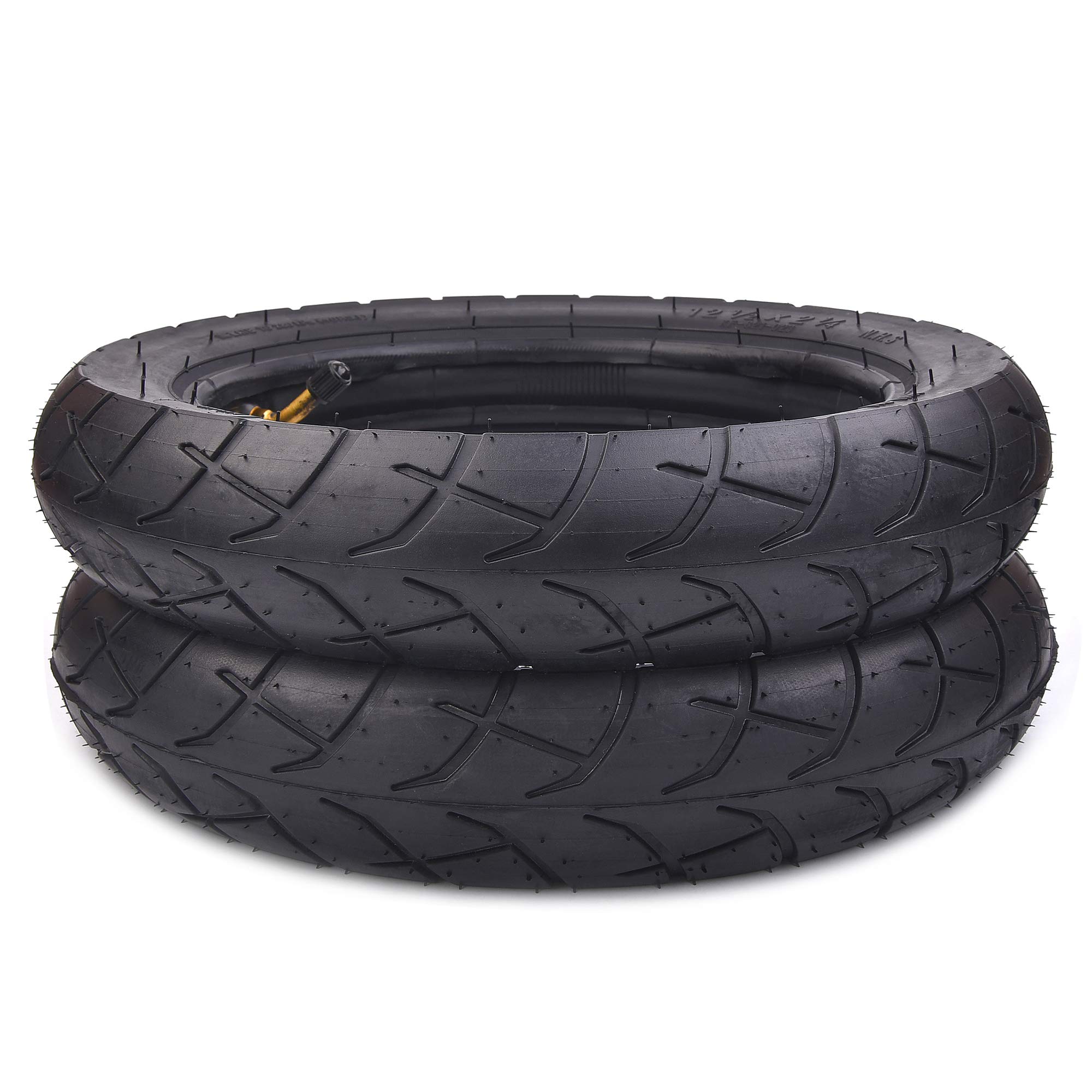 Lot de 2 ensembles de pneus 12 1/2 x 2 1/4 (12.5 x 2.25) + chambre à air avec tige coudée TR-87 remplacement pour Pocket Mod Balance Bikes 24V Scooter électrique Isobutylène Isoprène Caoutchouc