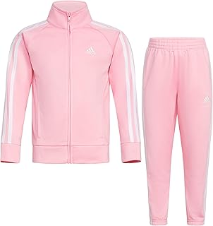 adidas Girls Zip Front Classic Tricot Jacket and Joggers Set